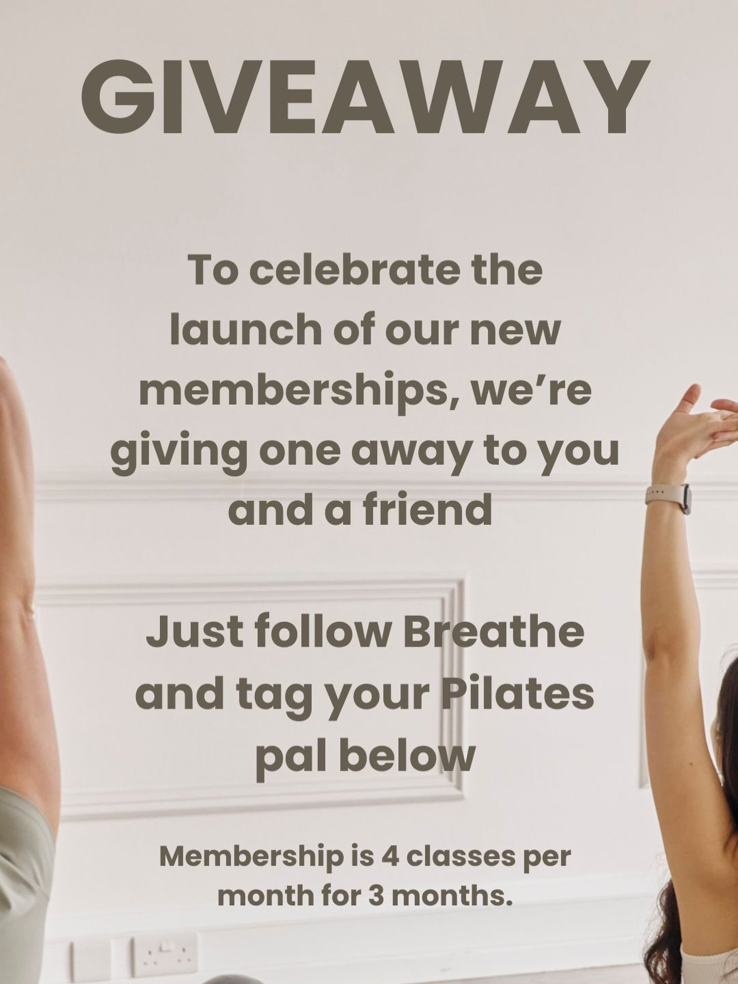 GIVEAWAY 💪🏼🤍 To celebrate our new memberships, we are giving away one away to you and a friend! Simply tag your best Pilates pal below and make sure you&rsquo;re following us!