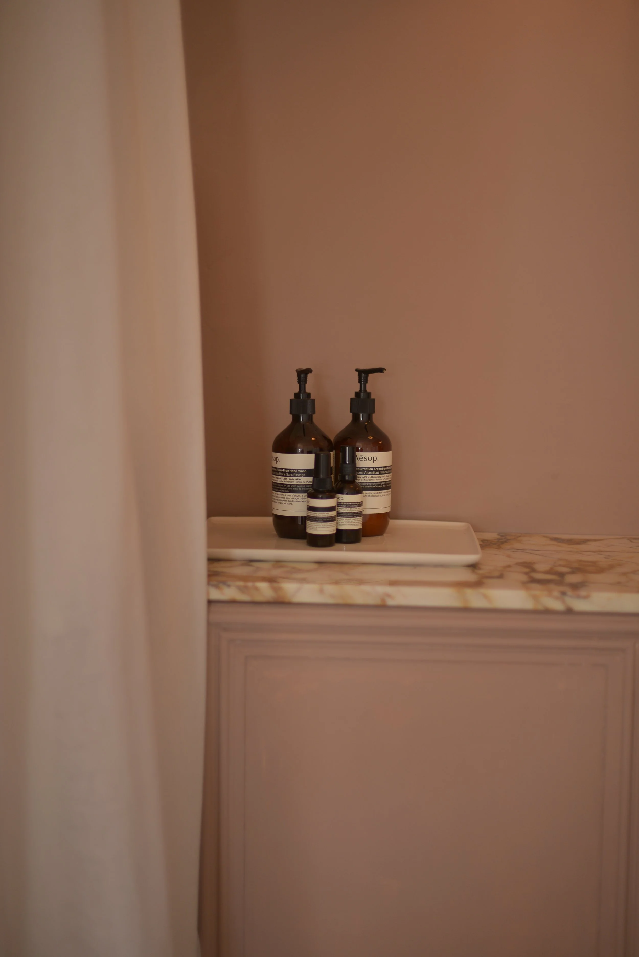 Aesop products throughout the space