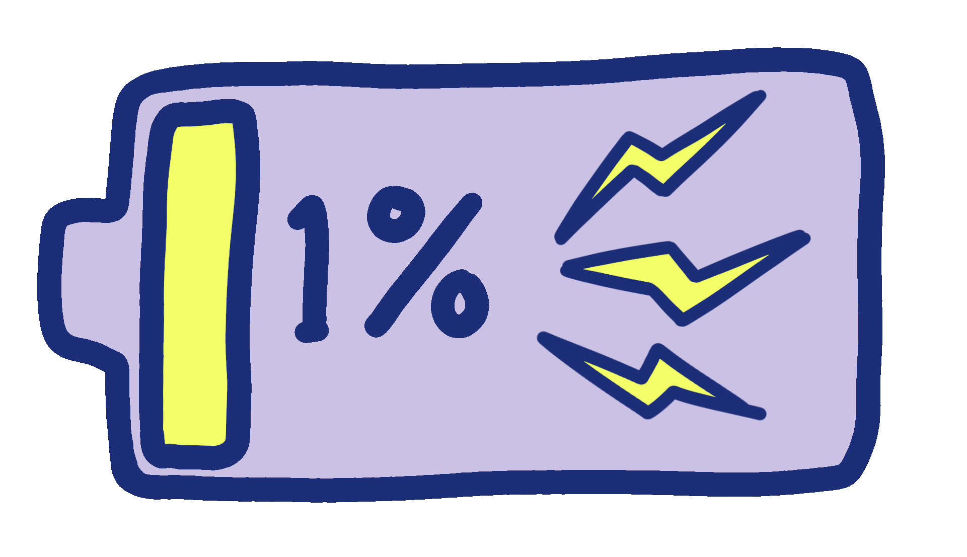 gif sticker animé batterie vide à 1%