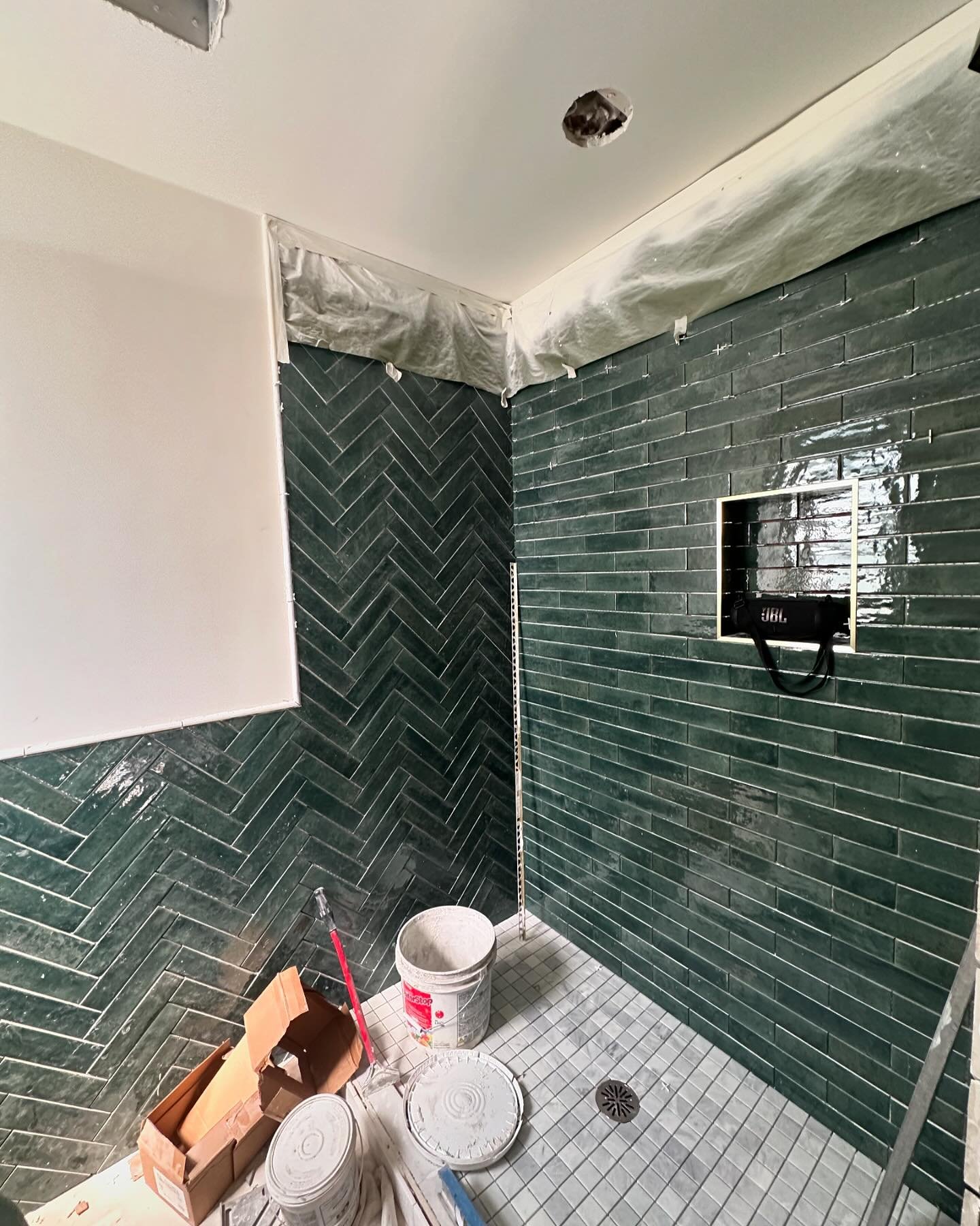 Progress this week at several bathroom renovation projects 🛠️#interiordesign #workinprogress
