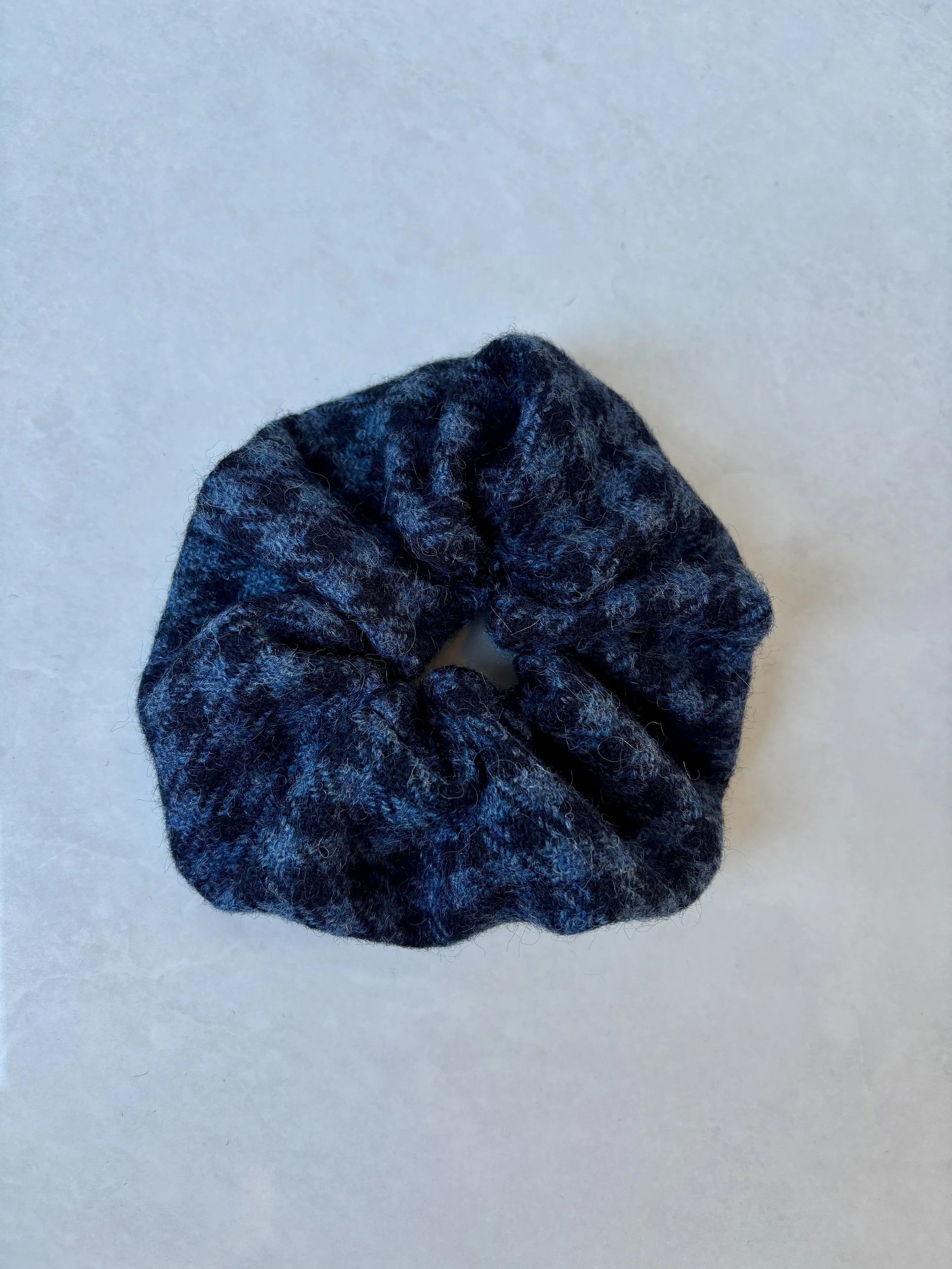 Navy Houndstooth Hair Scrunchie