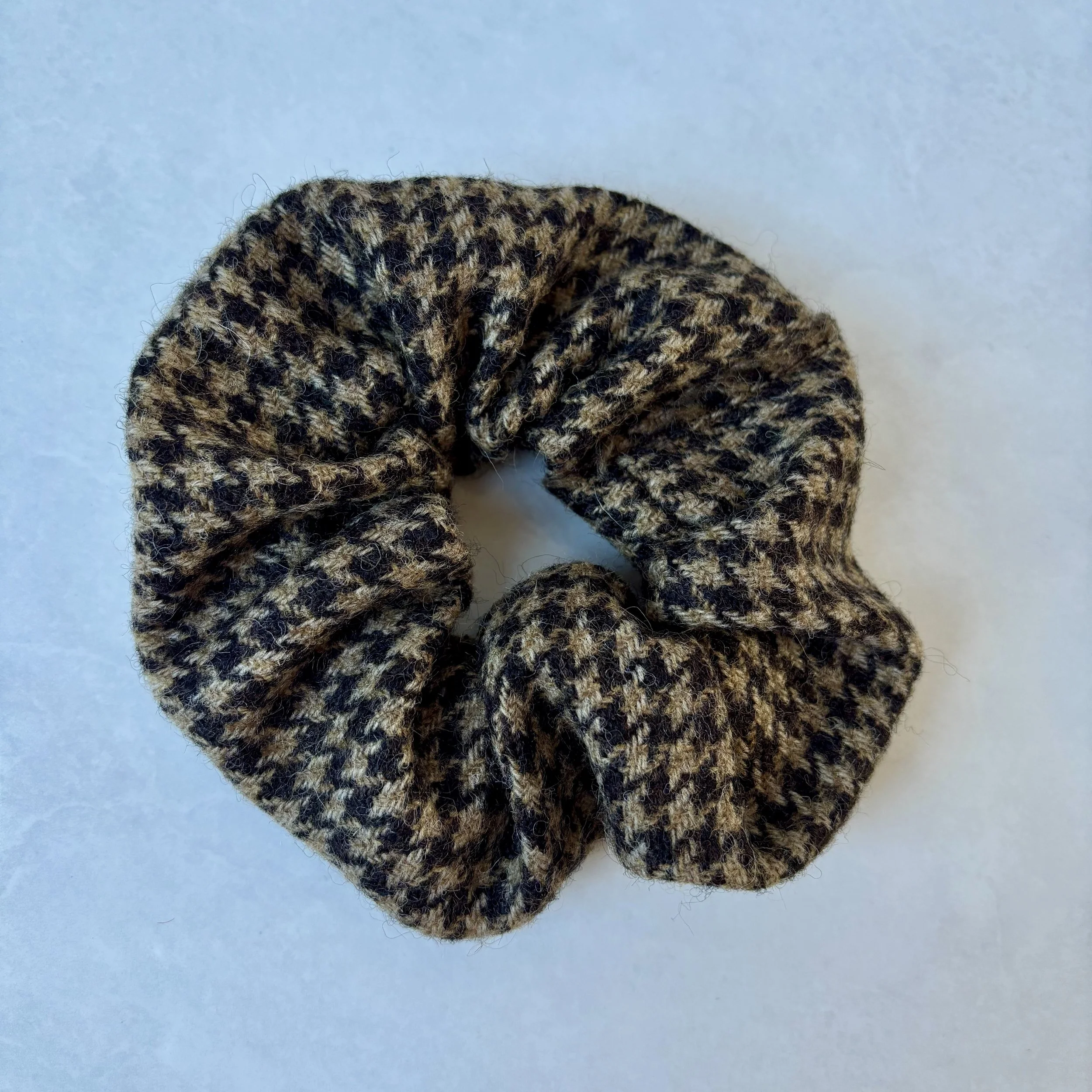 Brown Peat Houndstooth Hair Scrunchie