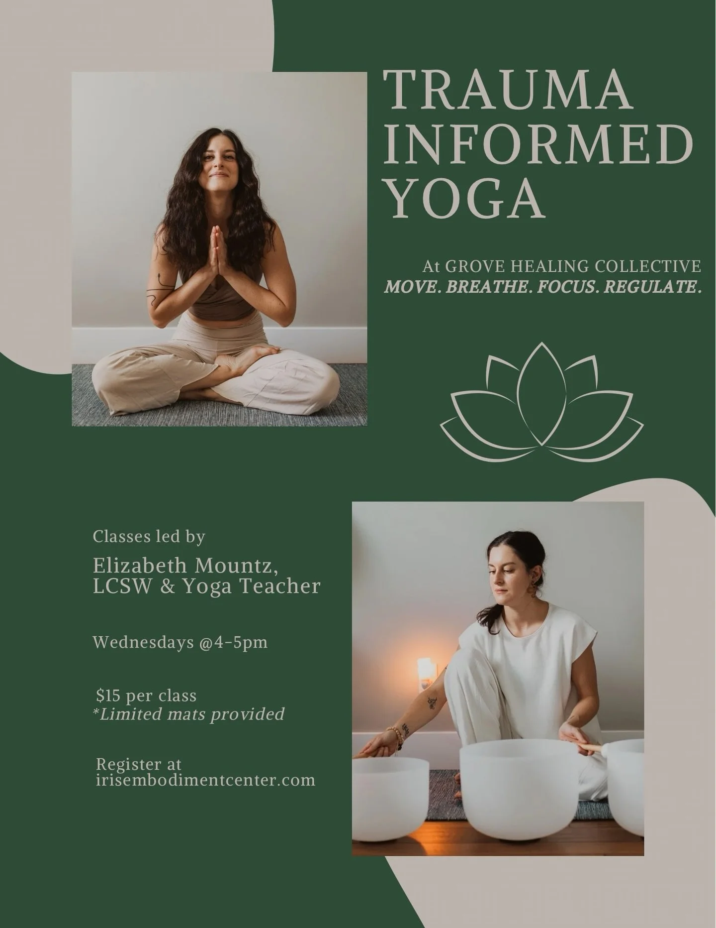 ✨ Classes at @grovehealingcollective are currently on pause for the holidays and time off but weekly class will be back on January 14! 💛 Trauma informed yoga for EVERY BODY: movement, breathwork, soundbowls 💛 and p.s. it&rsquo;s not always that ser