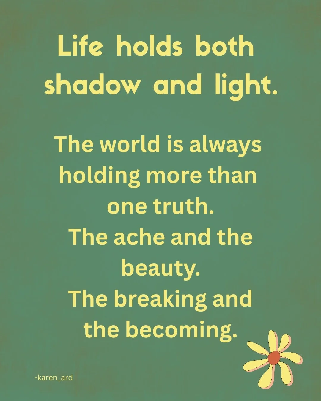 The world feels very heavy right now. And at the same time, moments feel impossibly beautiful. Both are true and both belong. Practice is about learning how to stay present for all of it - with steadiness, breath&hellip; and when necessary action.

T