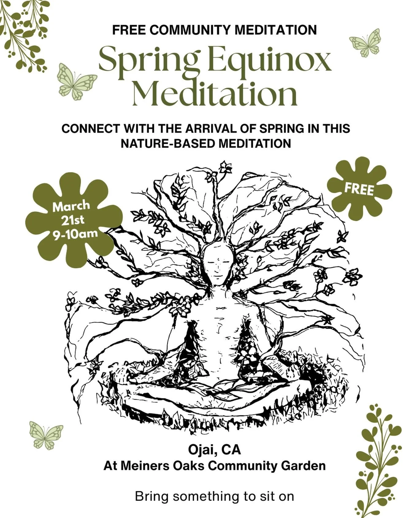 🌿 Spring Equinox Community Meditation 🌿

As the light begins to return and the earth quietly shifts, the Spring Equinox invites us into balance &mdash; day and night, inner and outer, rest and renewal.

You&rsquo;re invited to gather in community f