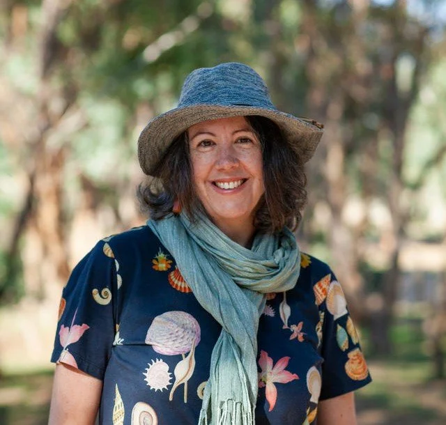 Eliza-Beth Brennan, Holistic Transpersonal Therapist and Clinical Counsellor, outdoors at Ashby Grove in Beechworth