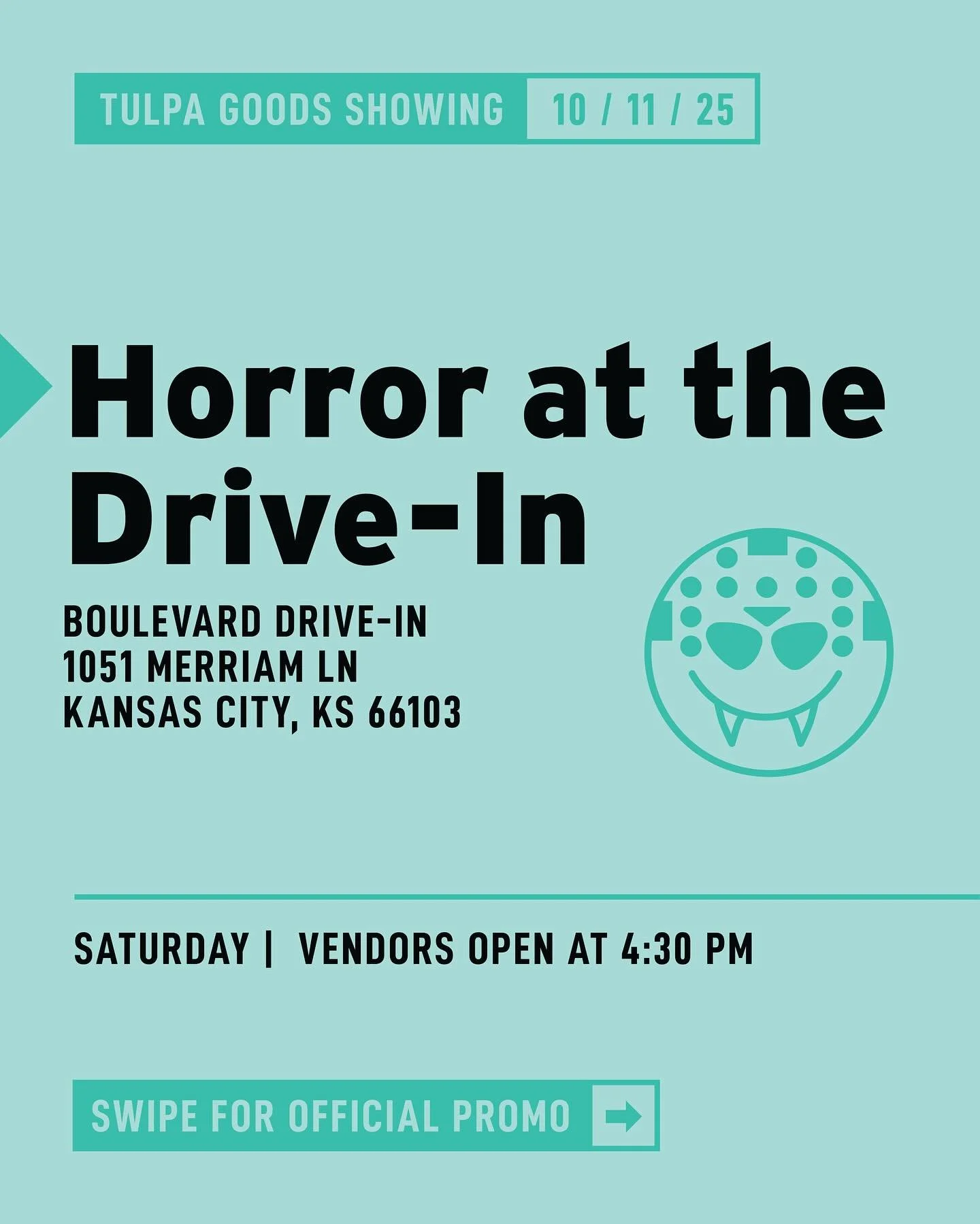 This Saturday! Very excited to be able to return to the @horrorclubkc Drive-In event now at @boulevarddrivein. Showing Nightmare on Elm Street 3, and Friday the 13th! Vendors will open up at 4:30 pm. I&rsquo;m hoping to have my new Rake/Pale Crawler 