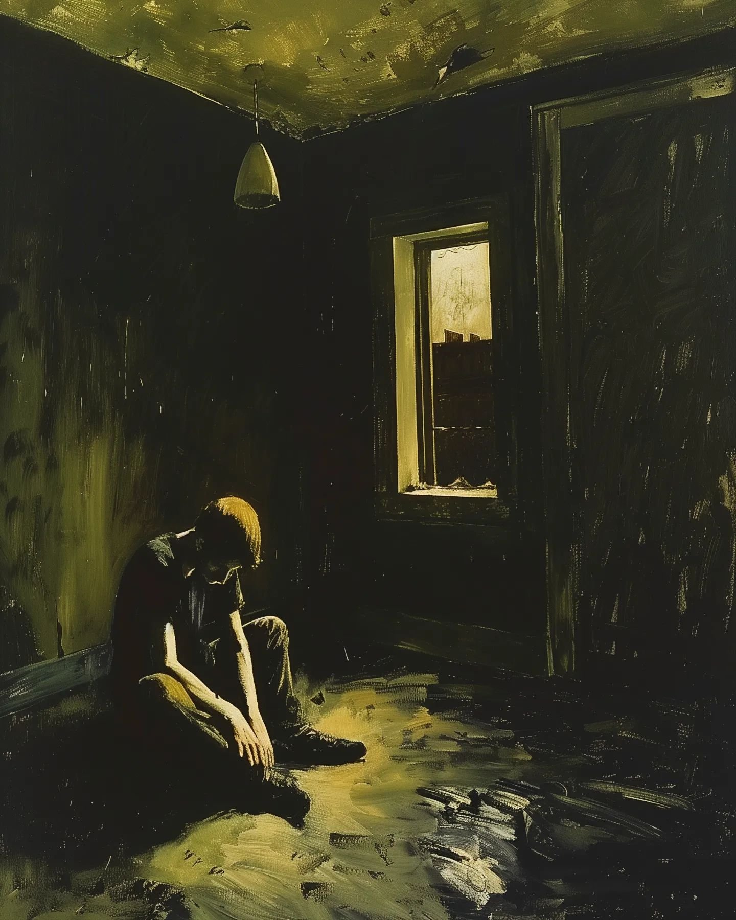 Desolation. 

Inspired by the works of Edward Hopper.

#ai #aigeneratedart #aiart #midjourney #midjourneyart #midjourney #midjourneyai #horror #horrorart #macabre #macabreart #goodgrief