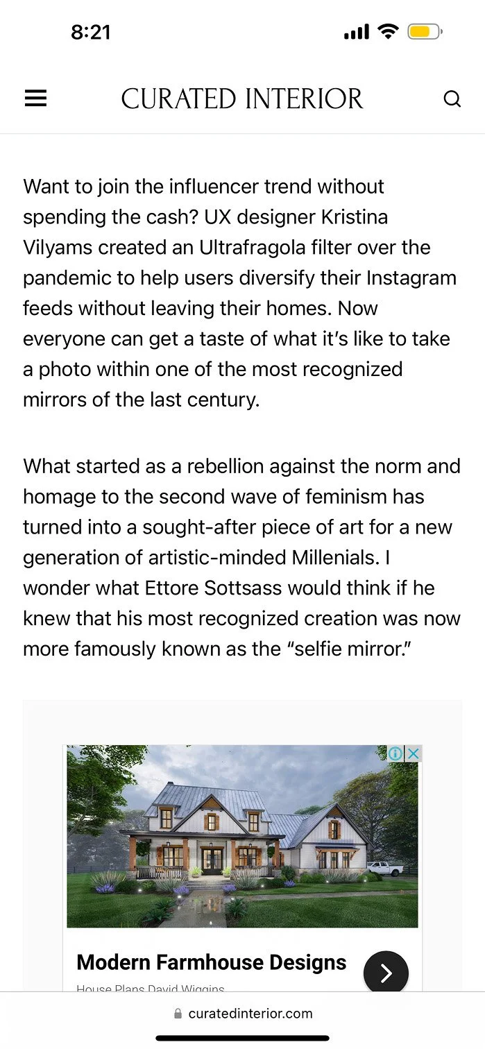 Kristina Vilyams’ work featured on Curated Interior