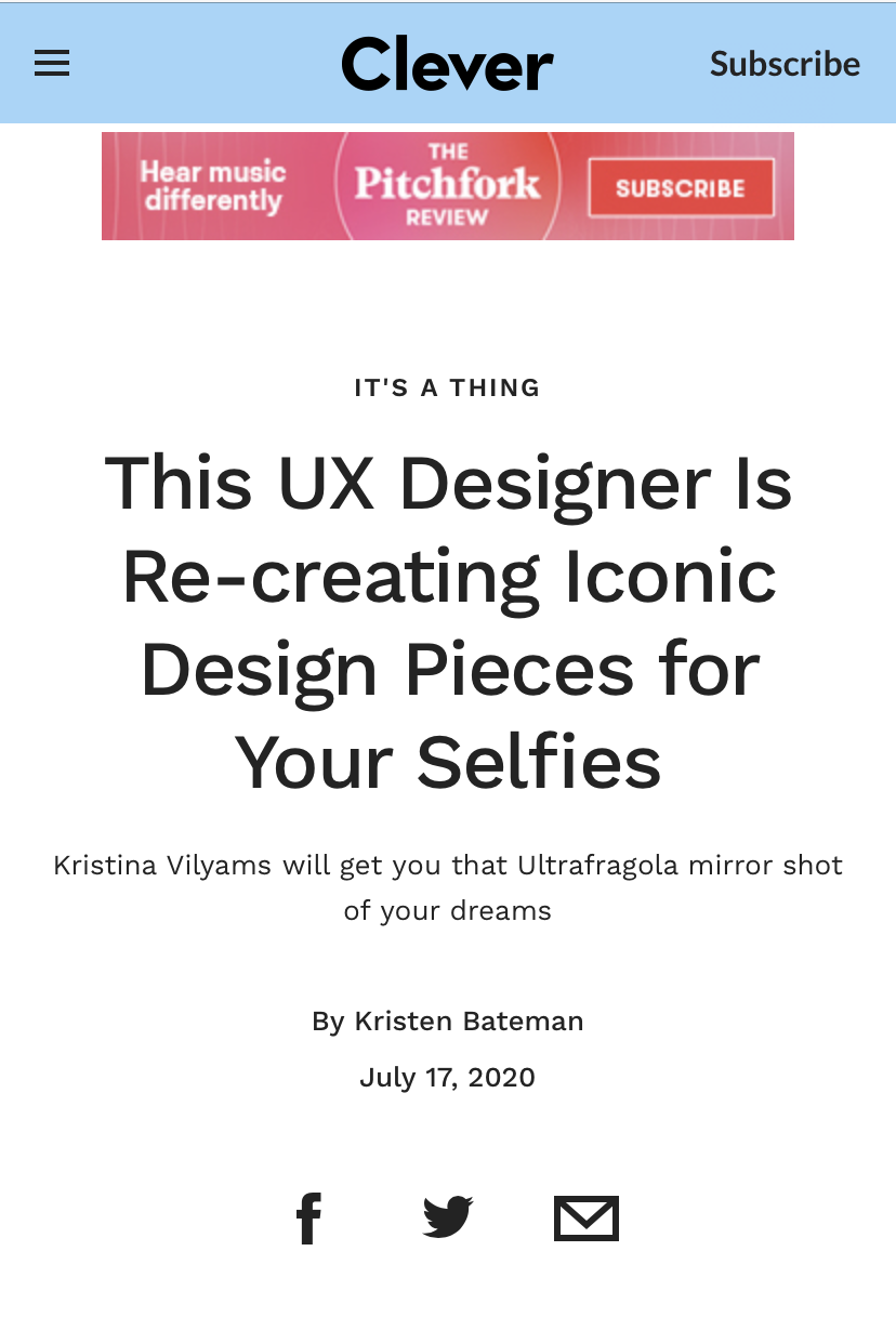 Kristina Vilyams featured on Clever, Architectural Digest