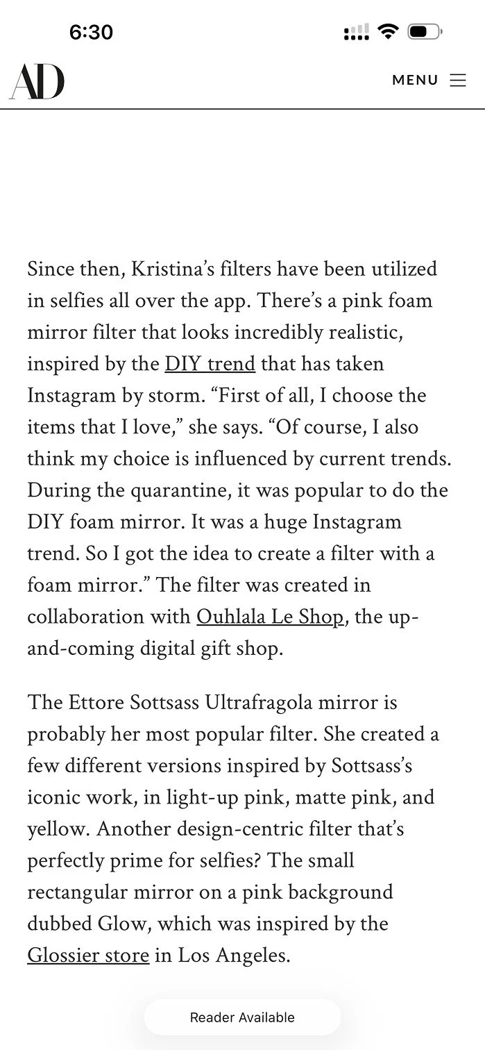 Kristina Vilyams featured on Architectural Digest