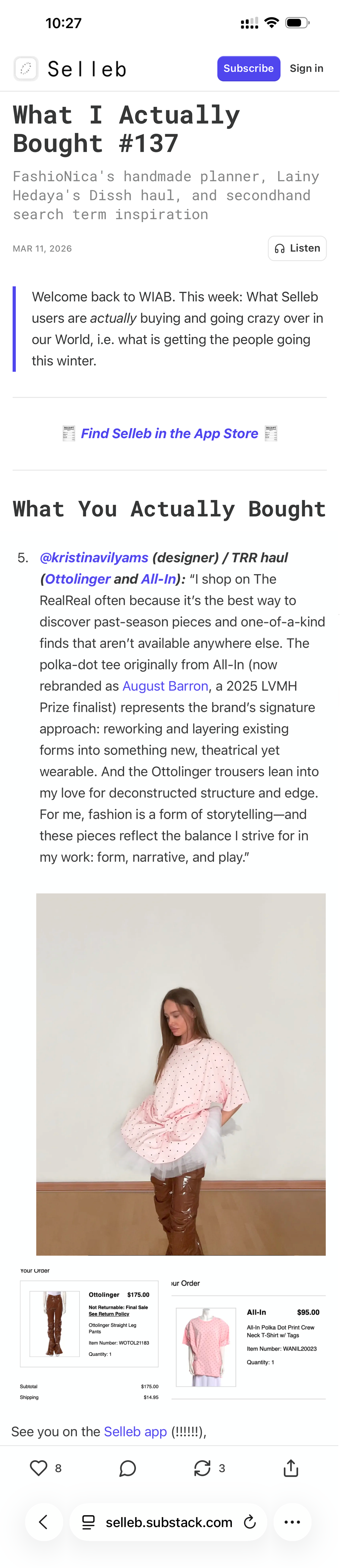 Selleb. What I Actually Bought #137. Kristina Vilyams