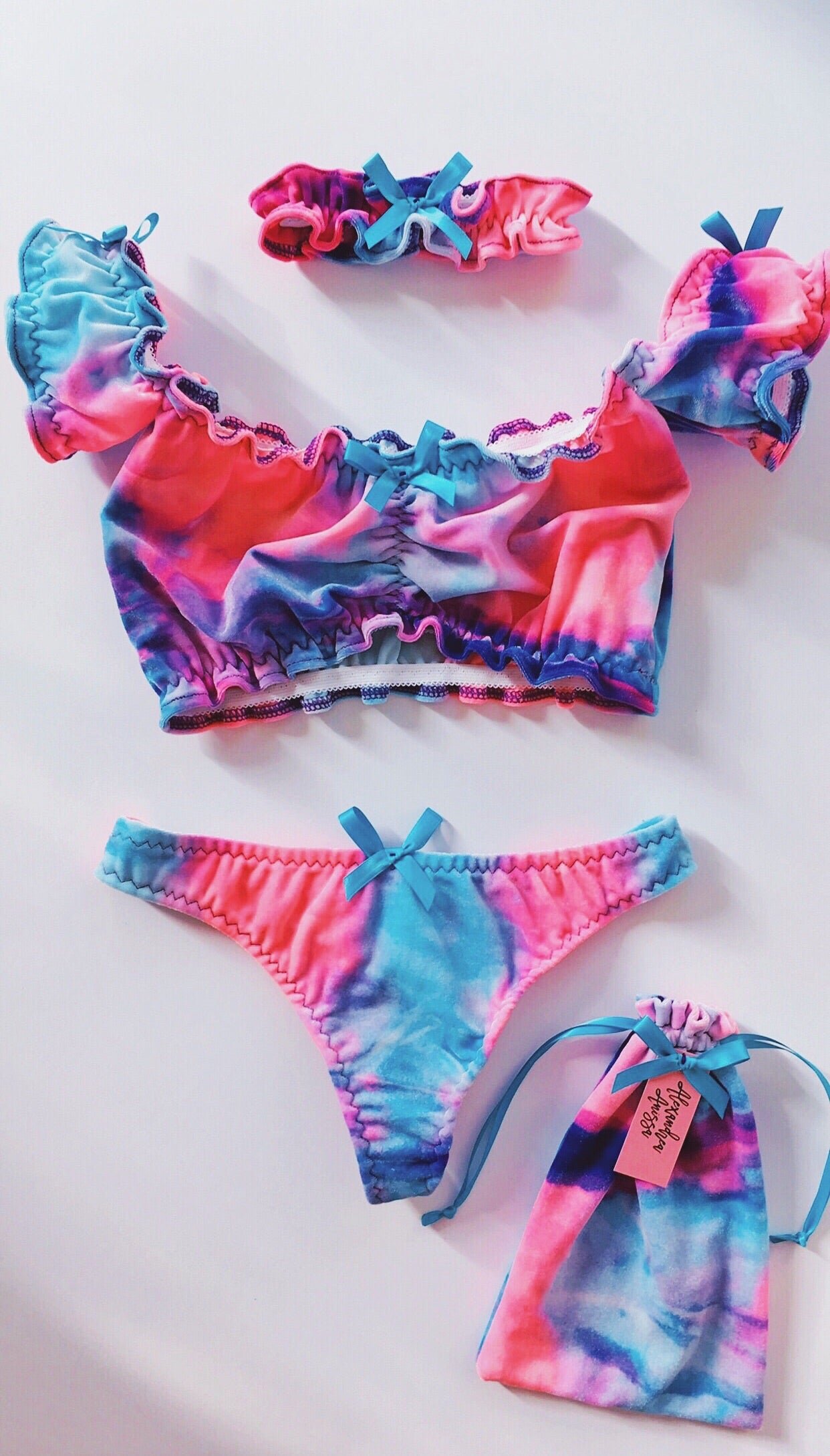 Alexandrea Anissa Cotton Candy Velvet Lingerie Set