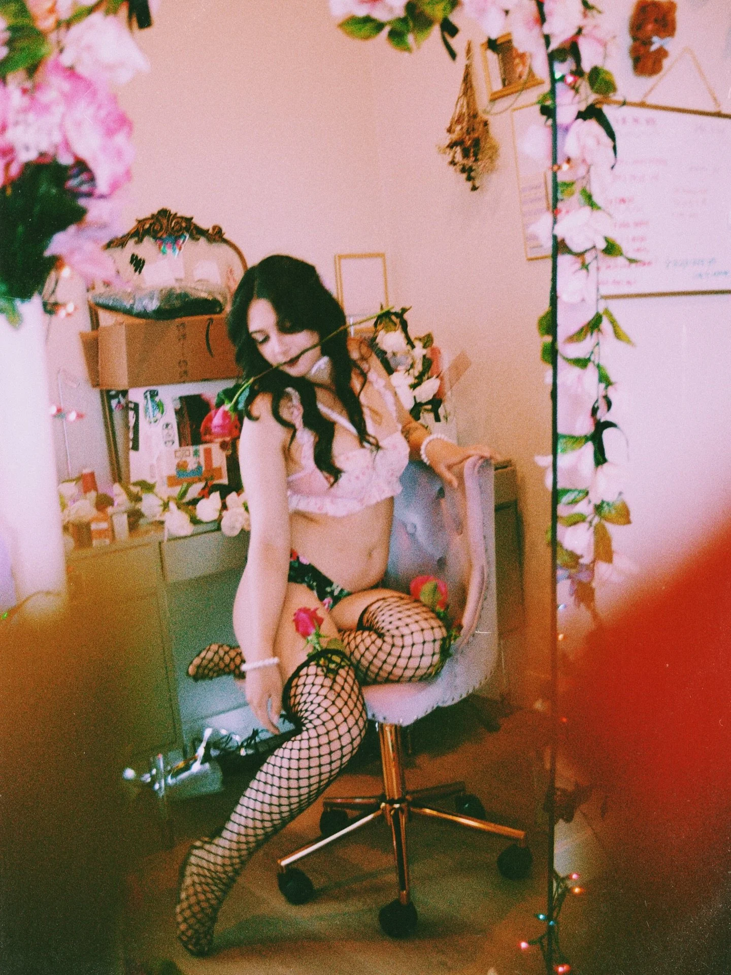 Lost in a bubblegum daze. 🌸🥀🖤 From sewing clothes for my Barbies to now handcrafting delicate underpinnings for dreamers who dare to bloom. 💭✨

@angi_xoxo1170 playing dress up in the Lexi Bra and Raven Panty. Dainty rebellion stitched with love, 