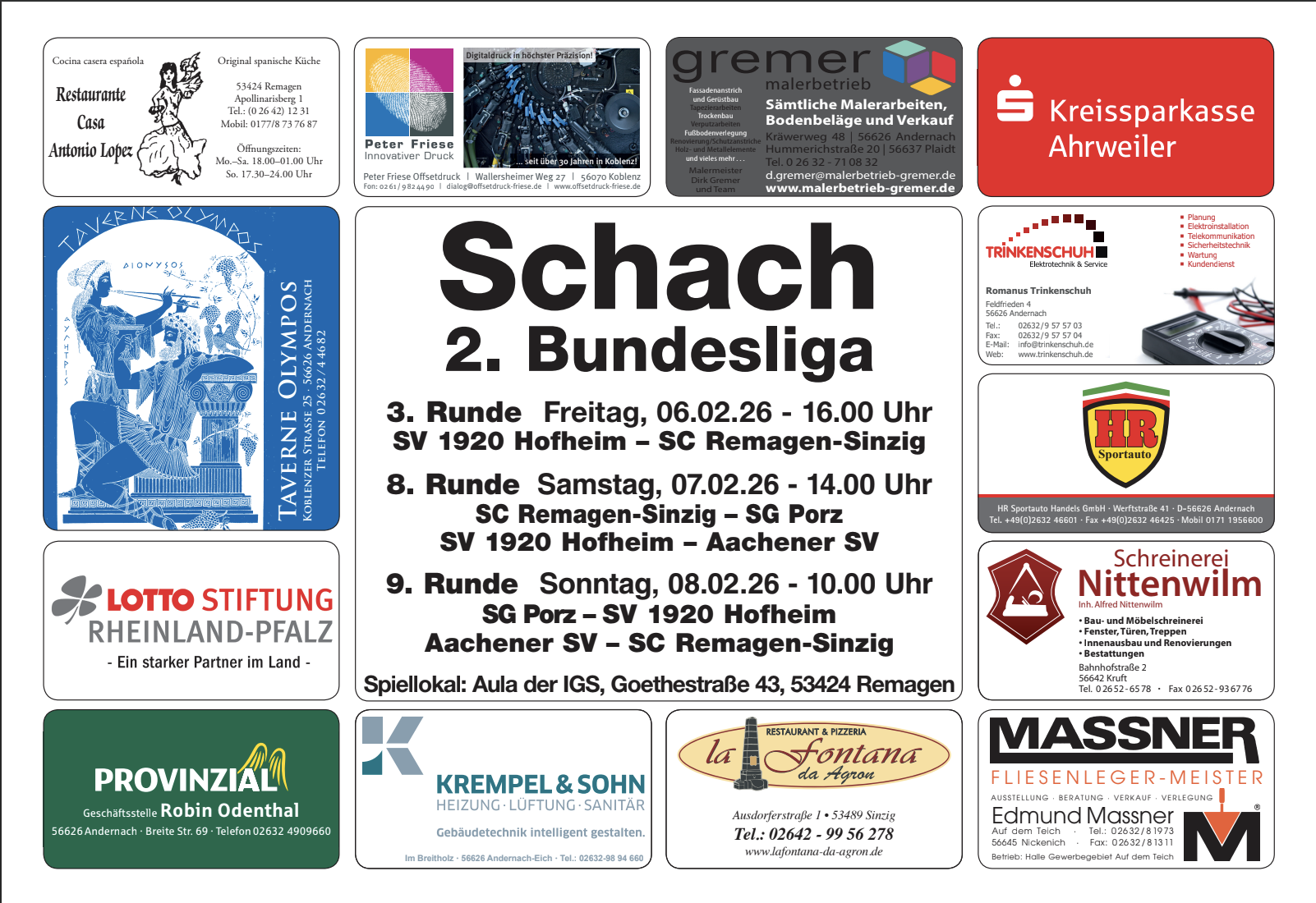 2. Schachbundesliga-Nord in Remagen