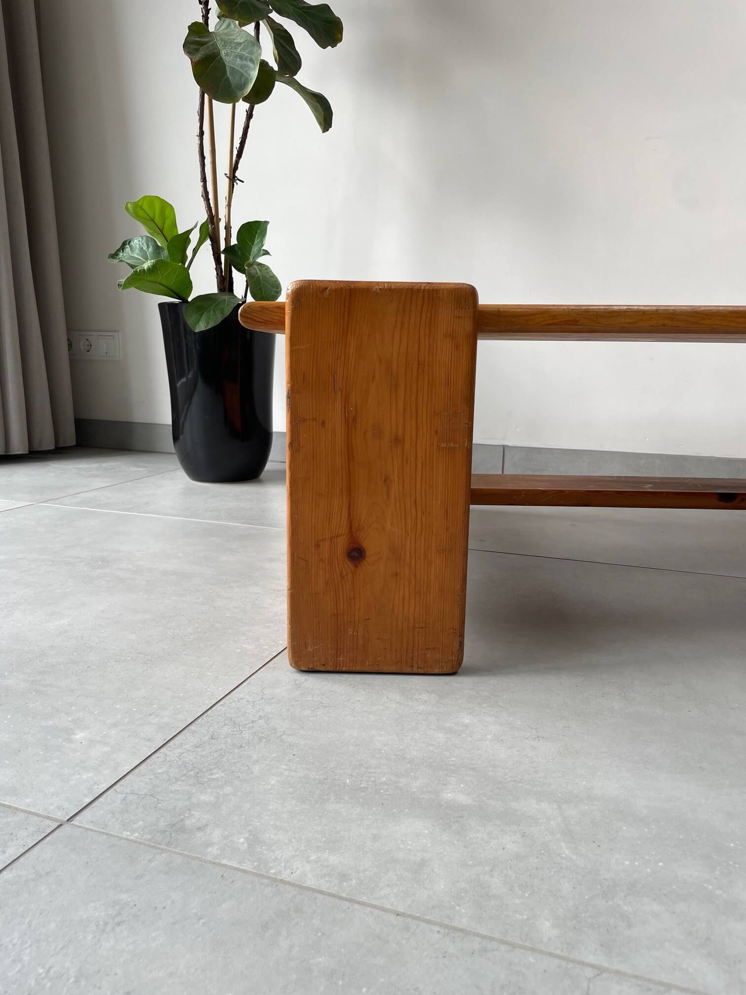 Vintage Brutalist Salontafel Grenenhout