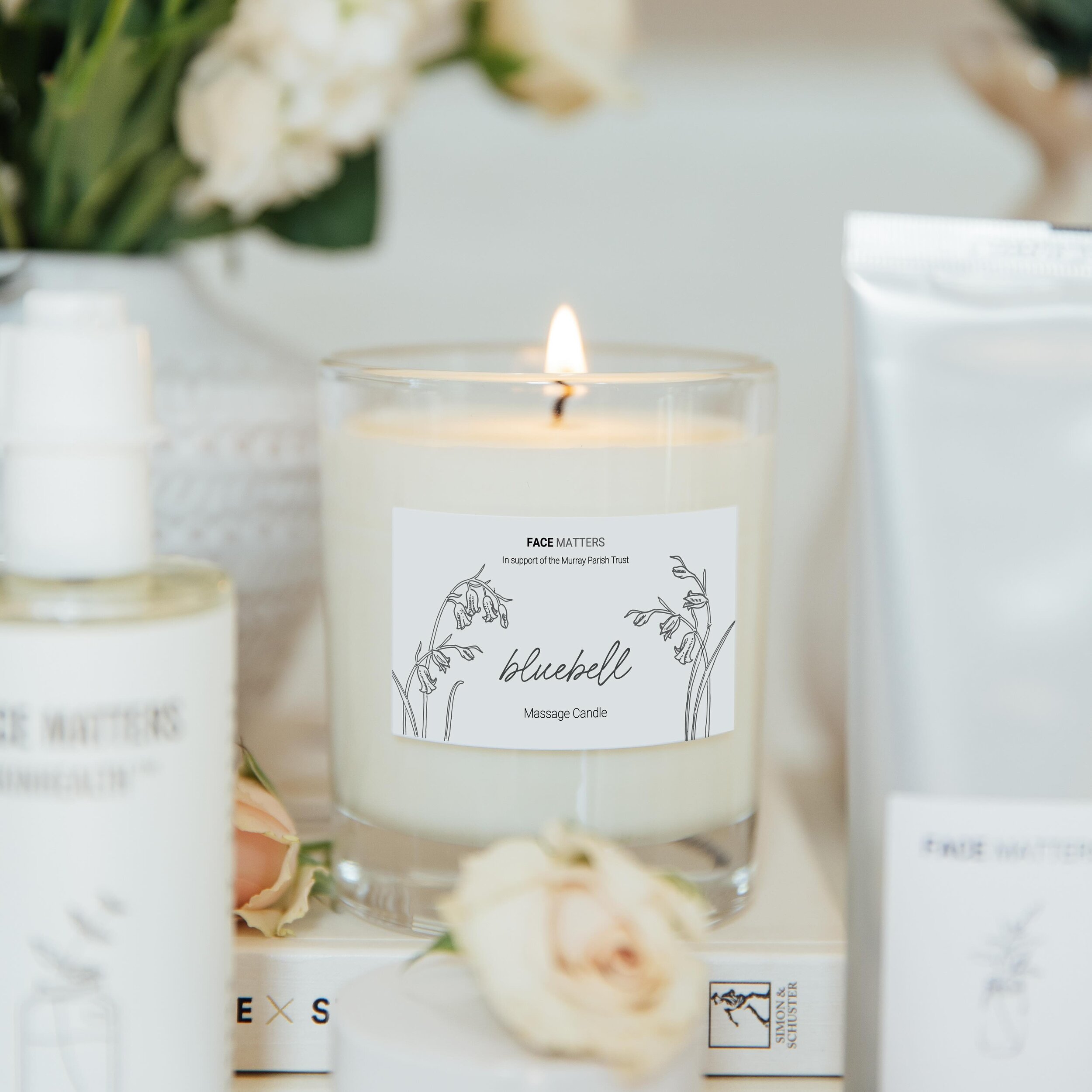 Our new Bluebell Massage Candle!

Not only do our candles provide a clean burn (meaning they don&rsquo;t release toxins), but they&rsquo;re also kind to the environment.

Our candle is infused with a beautiful oil blend, perfuming both the air and yo