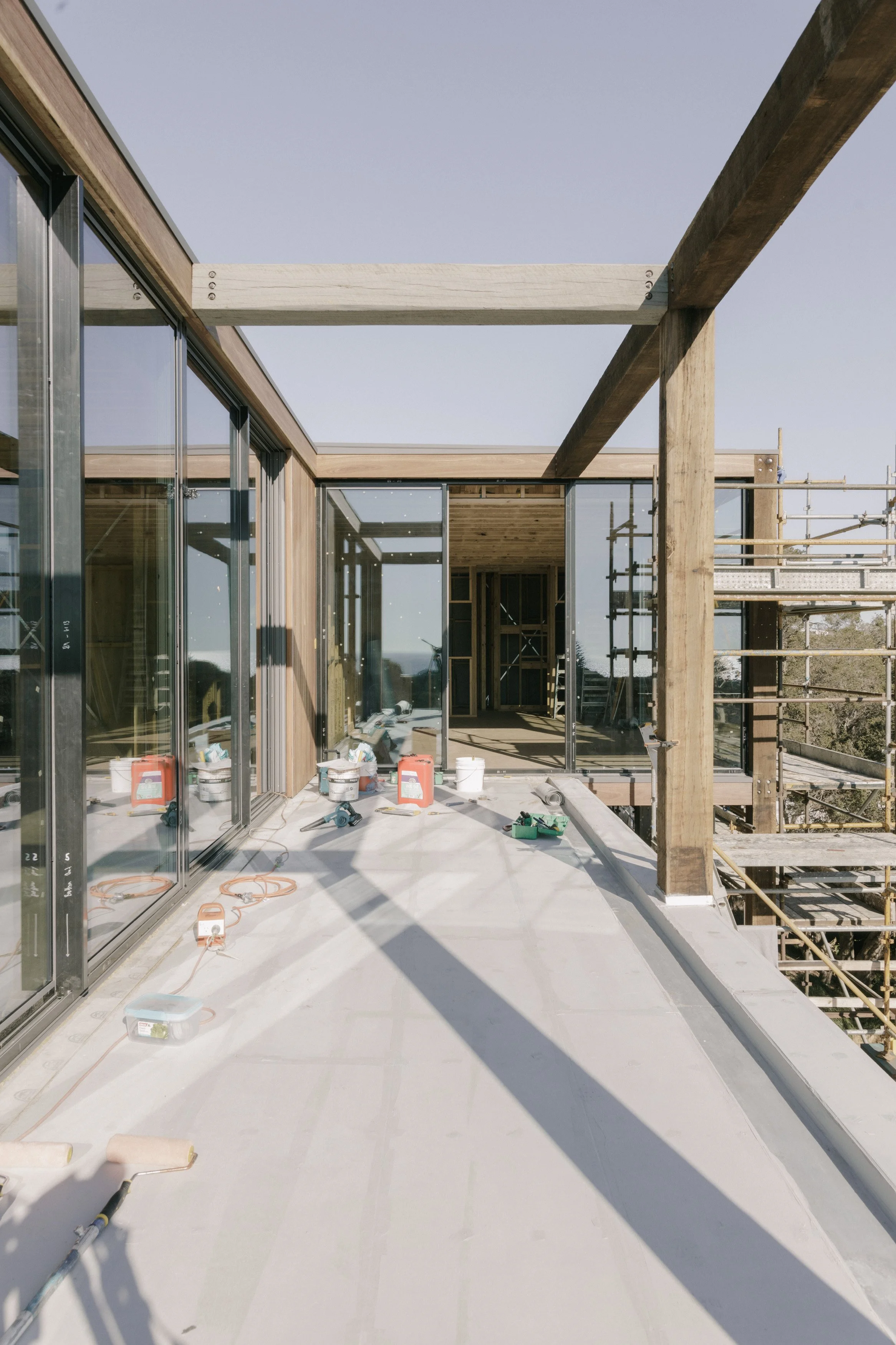 Build by Rawlinson, architecture by Studio Goss. Under construction, progress photo of build.