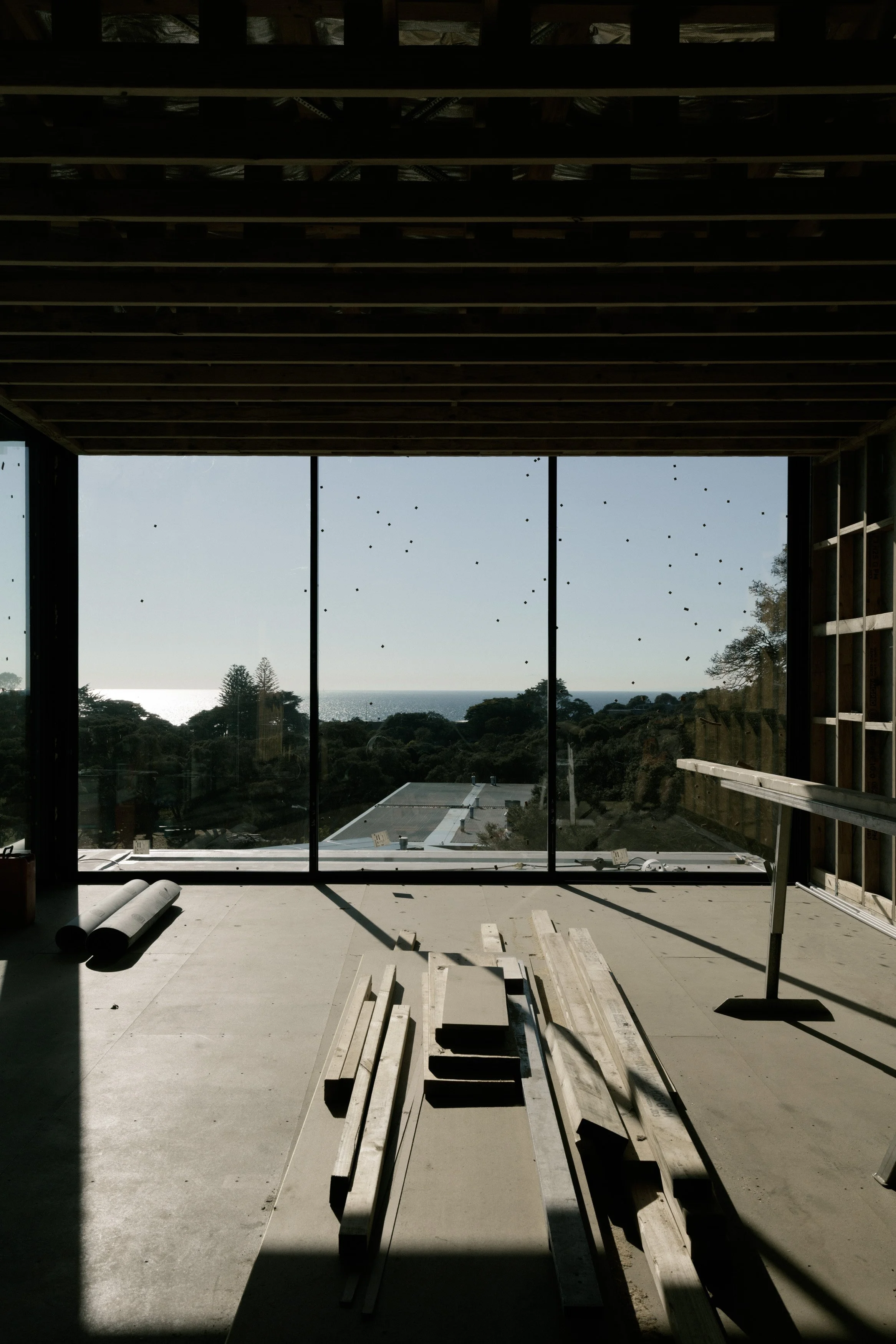 Build by Rawlinson, architecture by Studio Goss. Under construction, progress photo of build.