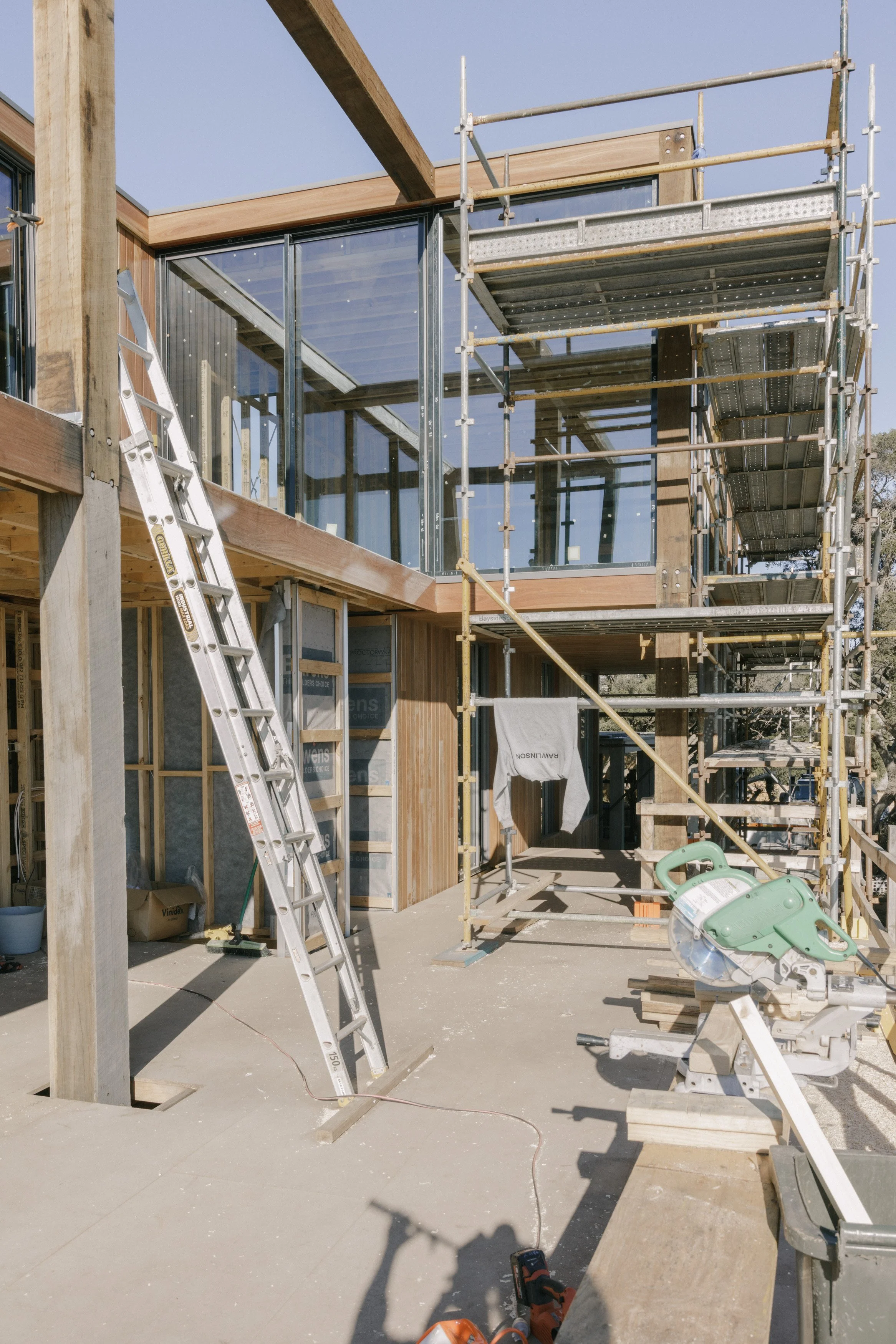 Build by Rawlinson, architecture by Studio Goss. Under construction, progress photo of build.