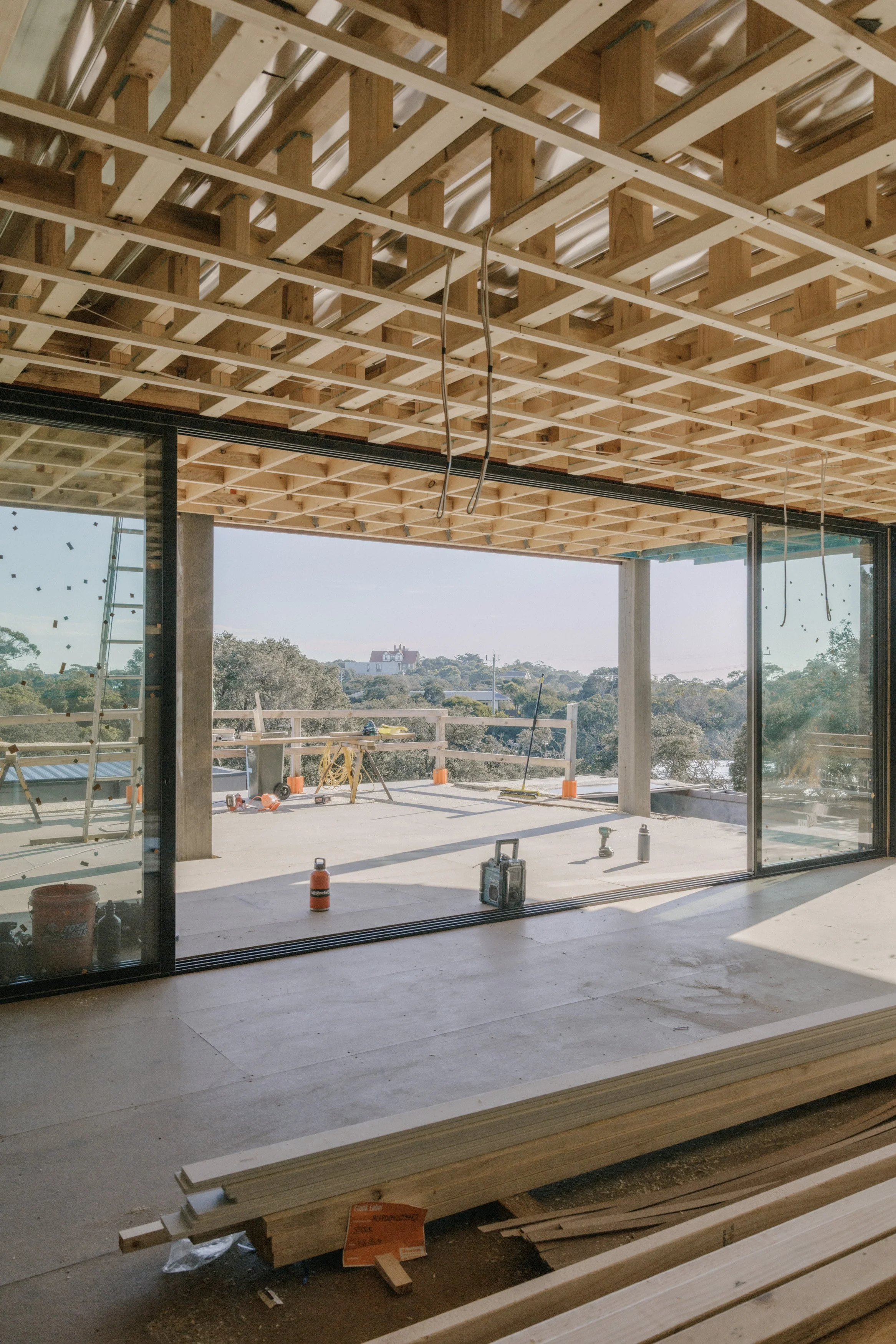 Build by Rawlinson, architecture by Studio Goss. Under construction, progress photo of build.
