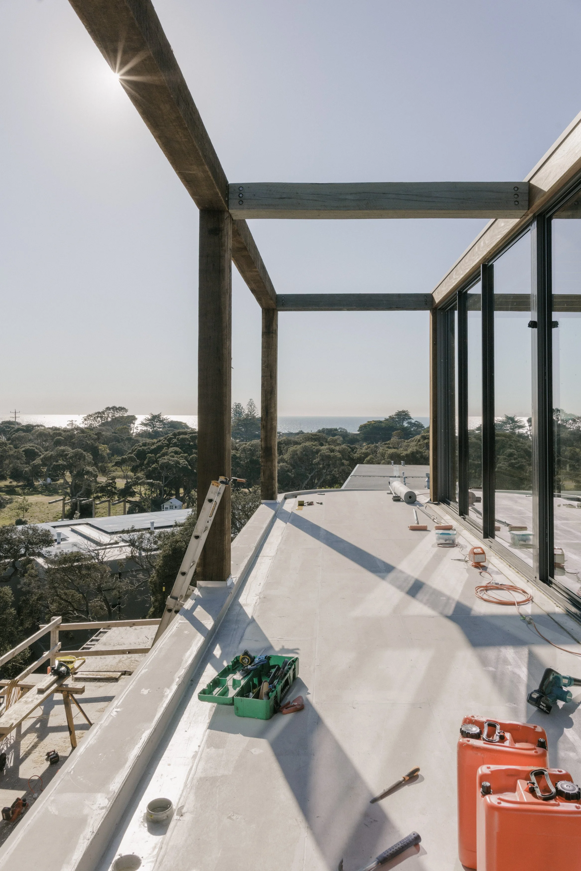 Build by Rawlinson, architecture by Studio Goss. Under construction, progress photo of build.