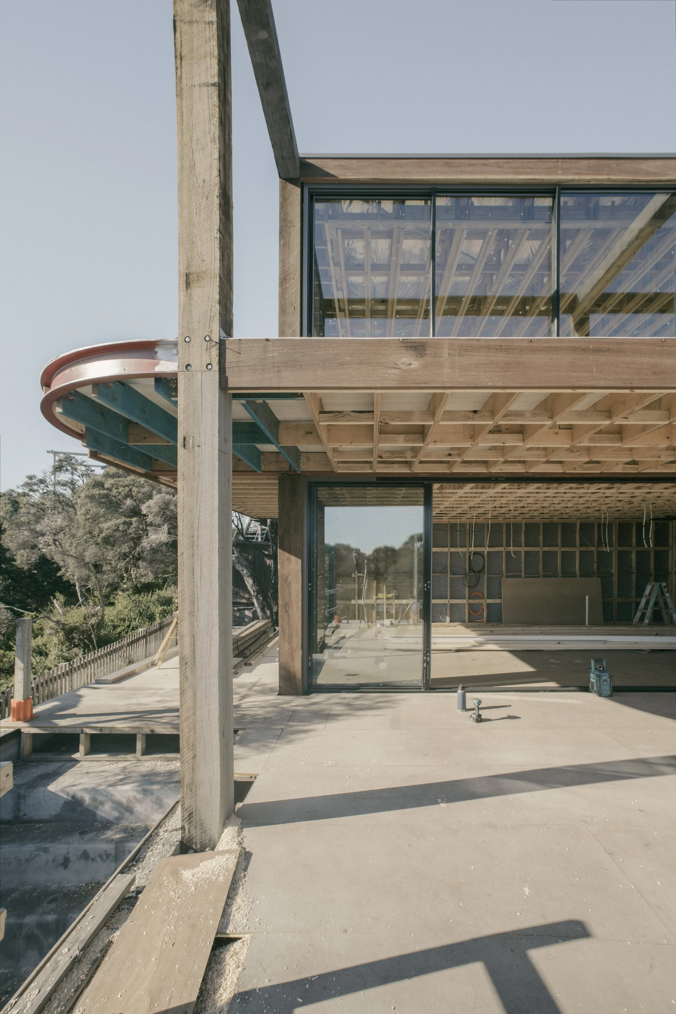Build by Rawlinson, architecture by Studio Goss. Under construction, progress photo of build.