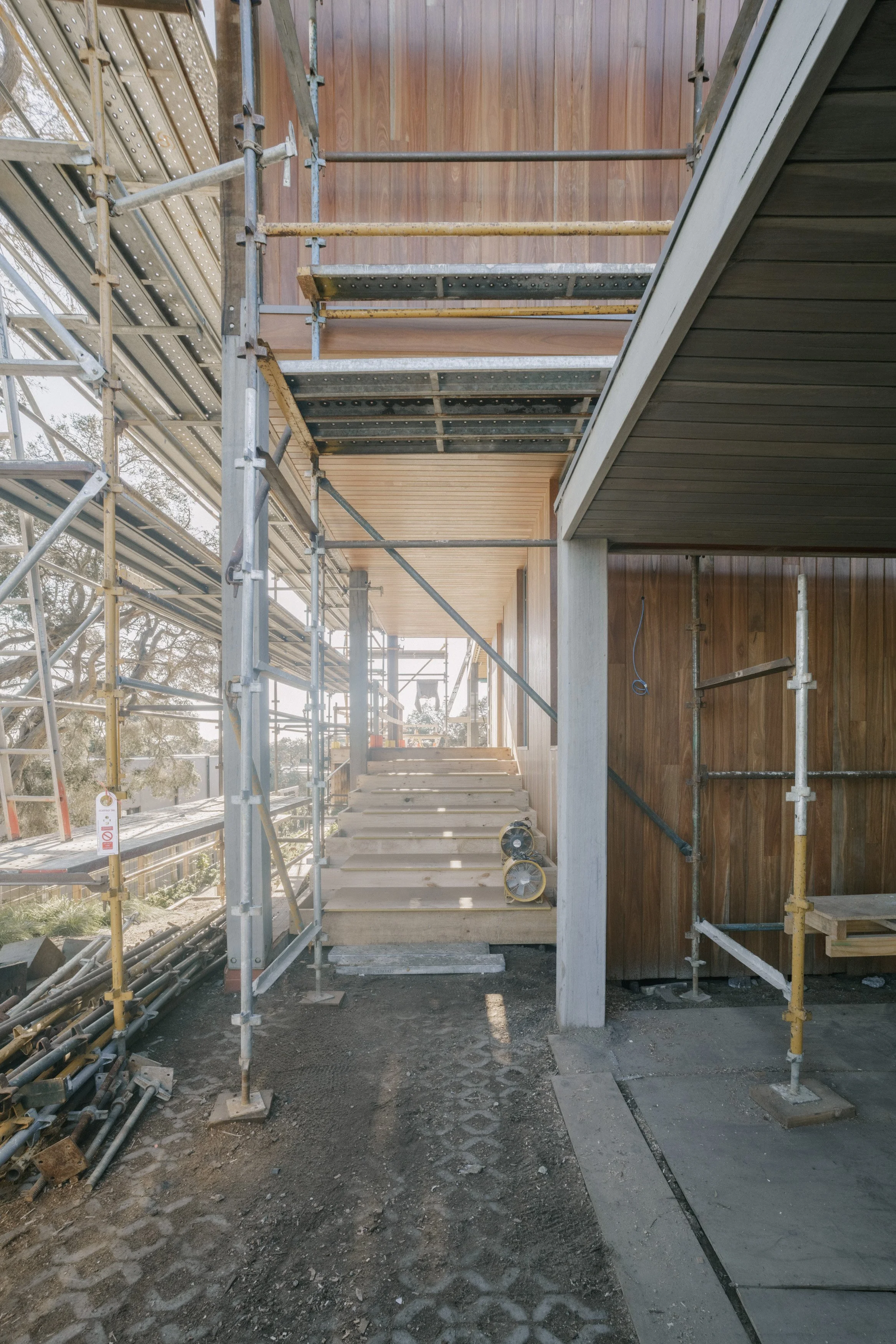 Build by Rawlinson, architecture by Studio Goss. Under construction, progress photo of build.