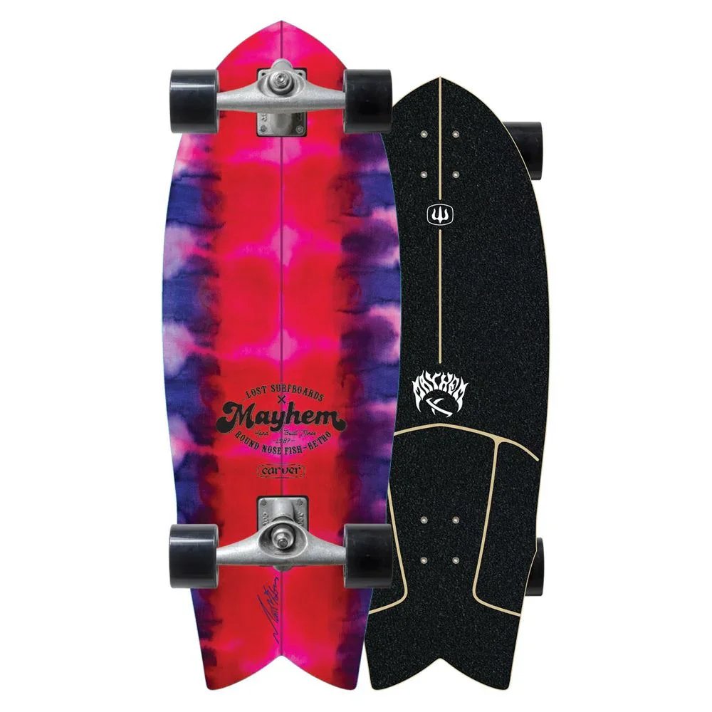 CARVER ...LOST RNF RETRO TIE DYE - CX SURFSKATE CRUISER SKATEBOARD - 9.875" X 29.5"
