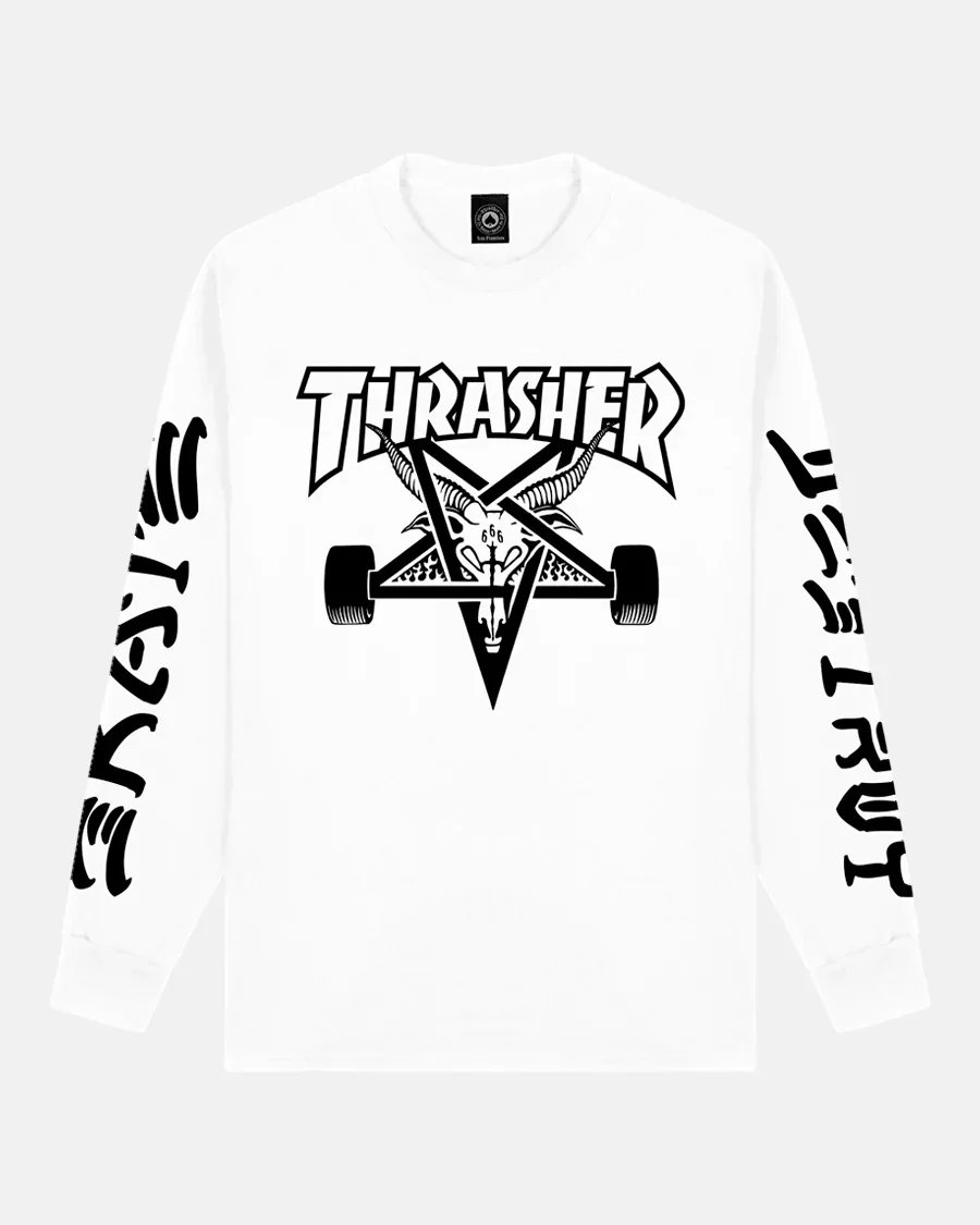 THRASHER Goat Destroy Long Sleeve (WHITE)