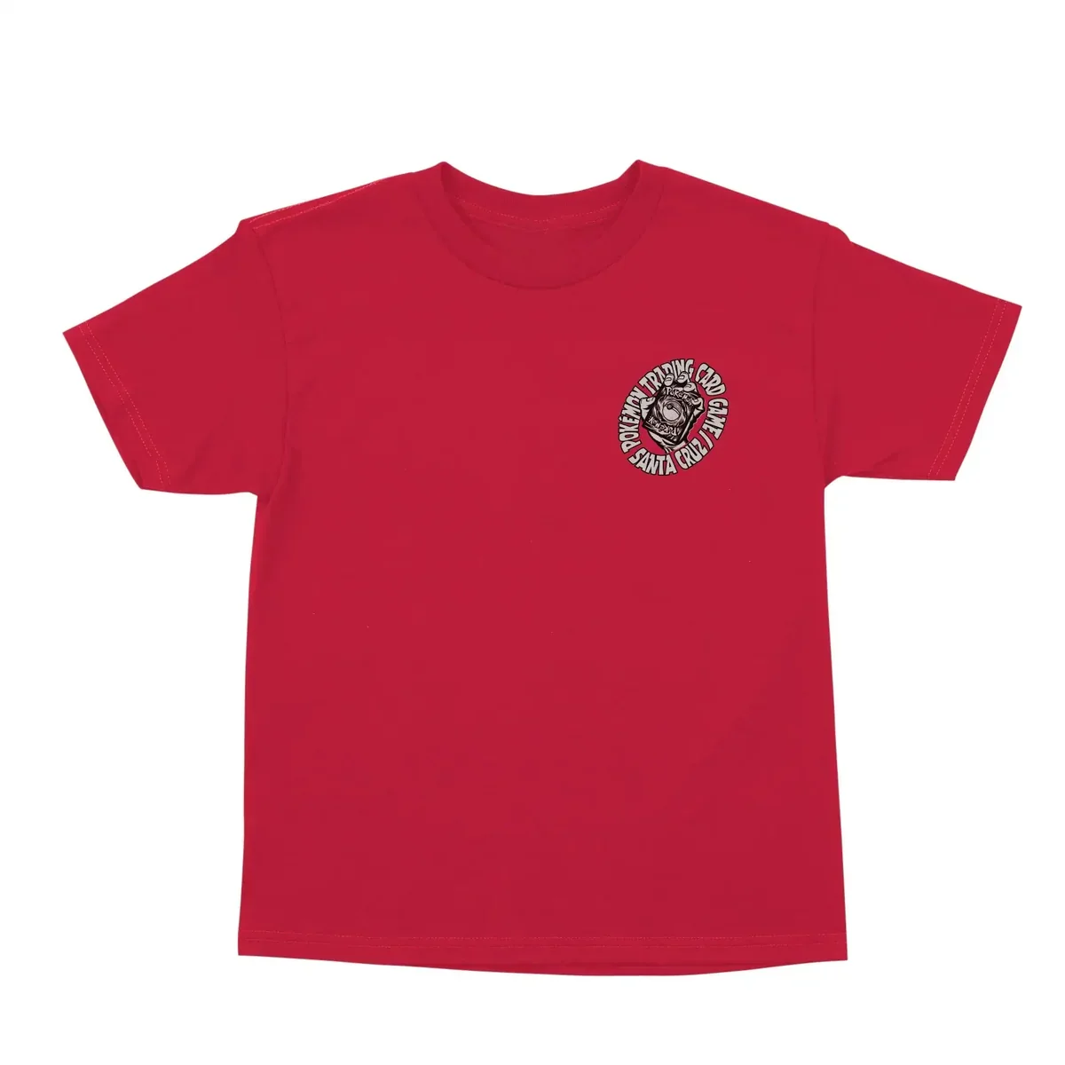 Red Santa Cruz Pokémon TCG Hand youth T-shirt with small front graphic