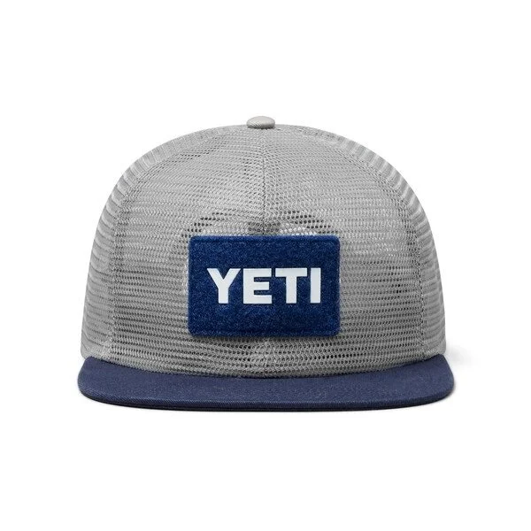 YETI Velcro Badge Flat Brim Mesh Hat – Grey/Navy