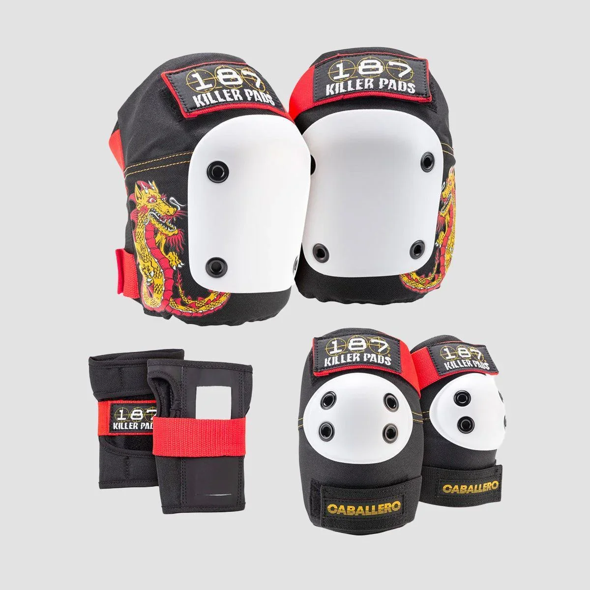 Adult Six Pack Pad Set Caballero - Black/Red/Gold