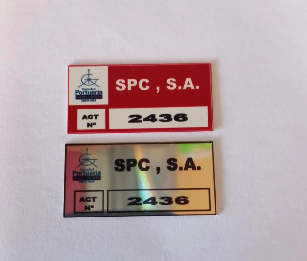 Placa de aluminio SPC con numeración secuencial