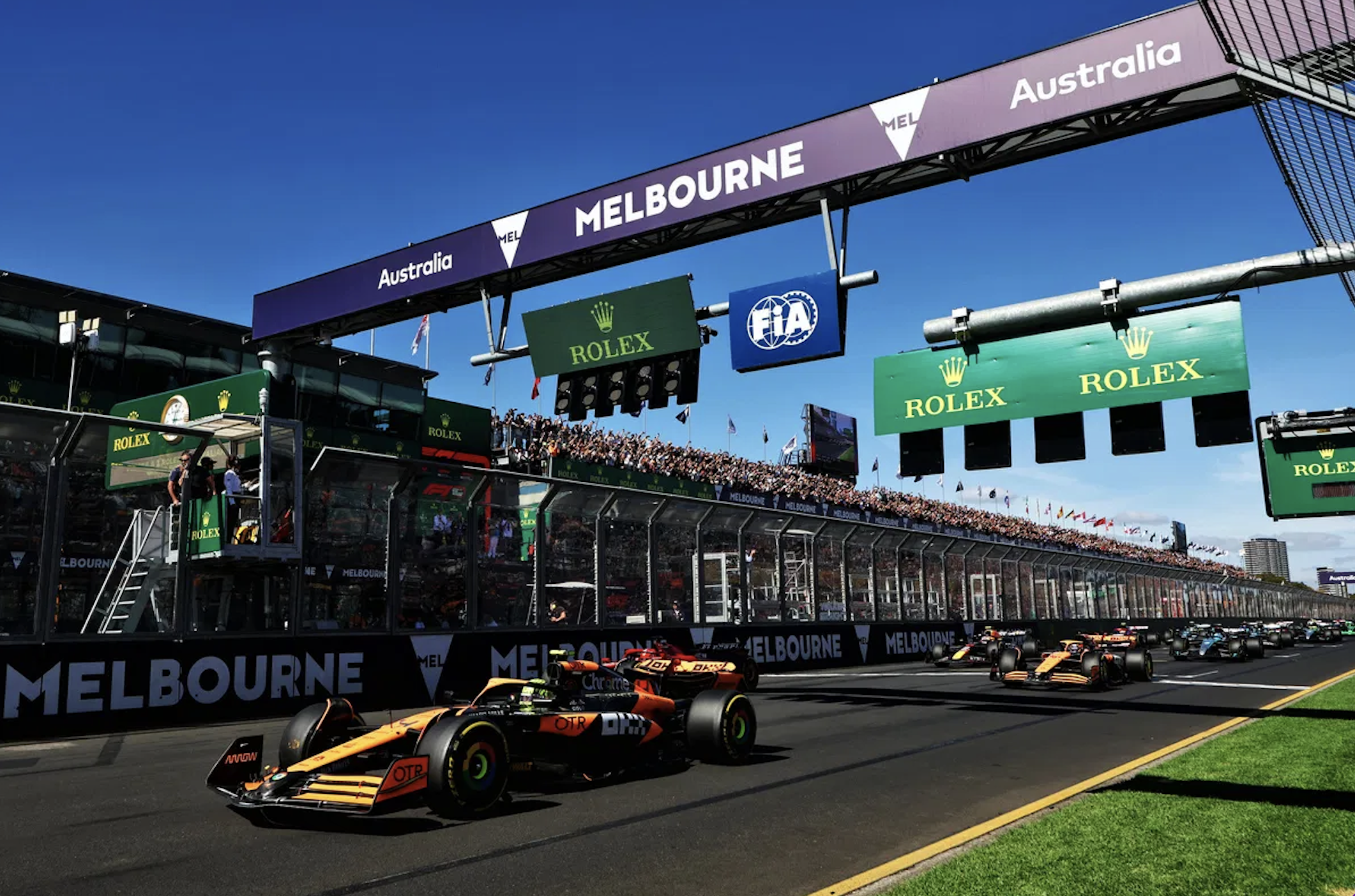 OTTR guests experiencing the Formula 1 starting grid at the Australian Grand Prix in Melbourne with Off to the Races Travel