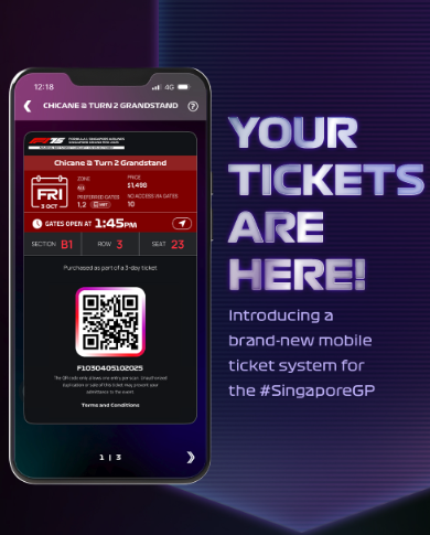 Example of an F1 ticket listing showing event details and seat information