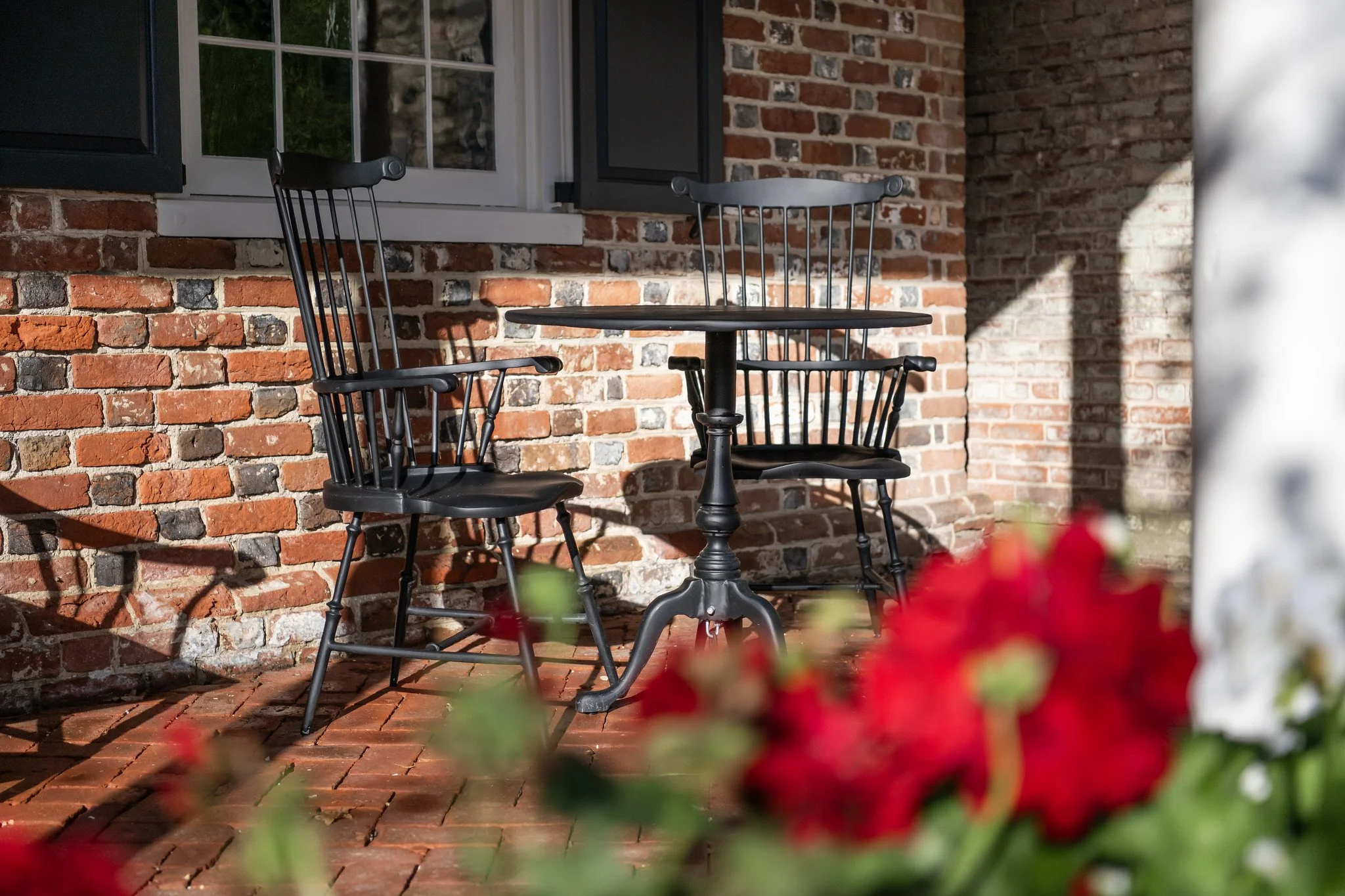 Two charis on front porch of White Swan Tavern in Chestertown MD