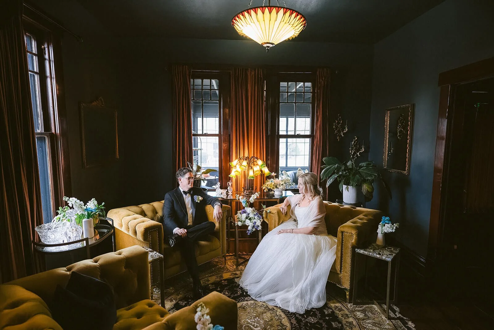 Bride and groom in a candid moment during wedding portraits by Columbus wedding photographer Robb McCormick