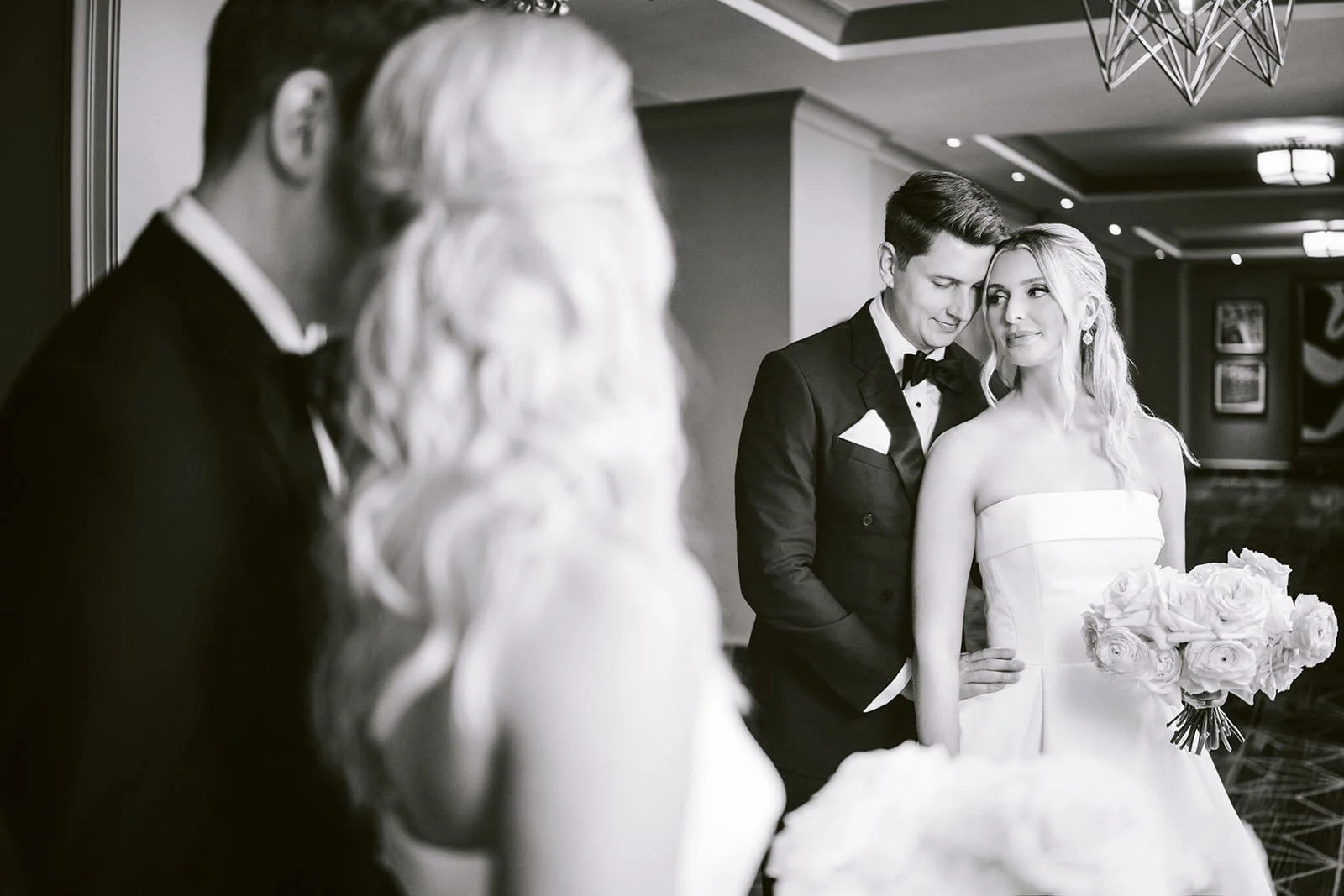 Bride and Groom sharing an intimate moment together during their first look.