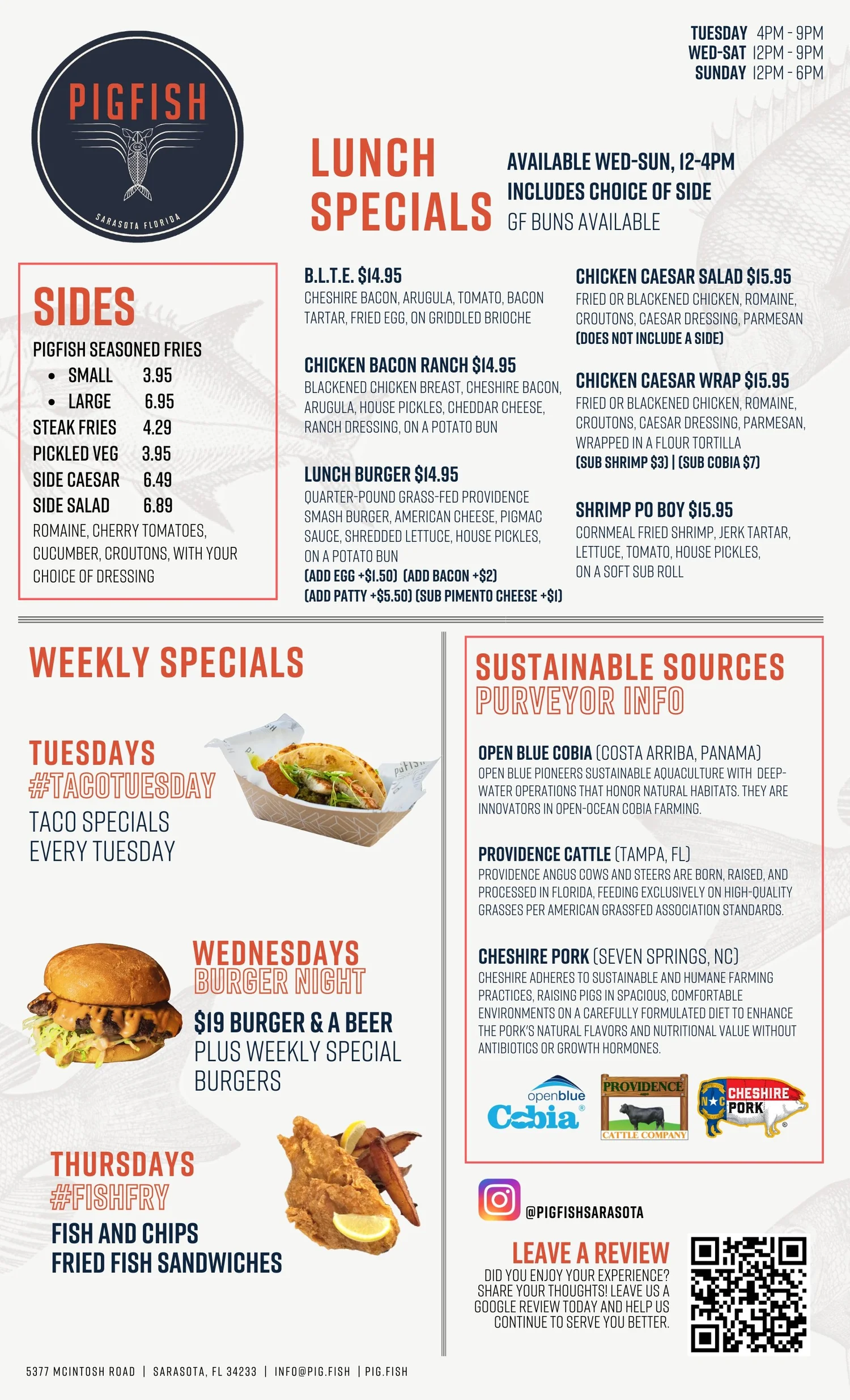 Panfish Menu PigFish Menu — PigFish - Not Your Momma's Fish Sandwich.