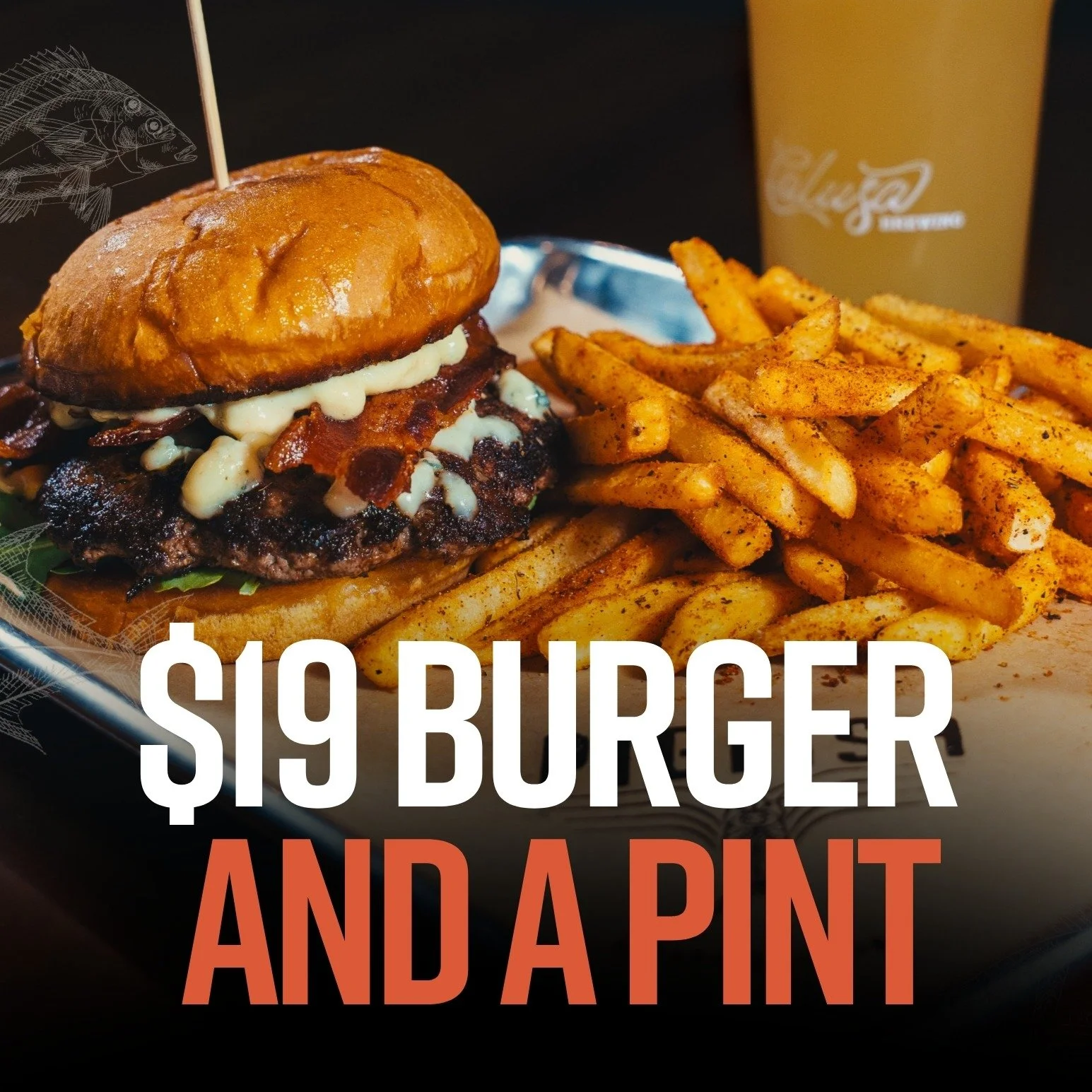 It's Burger and a Pint Wednesday!!!

Your weeknight plans just got better - grab a juicy burger + fries + an ice-cold pint for just $19🍔🍺
@calusabrewing 

#pigfish #calusabrewing #pigfishsarasota #srq #sarasota