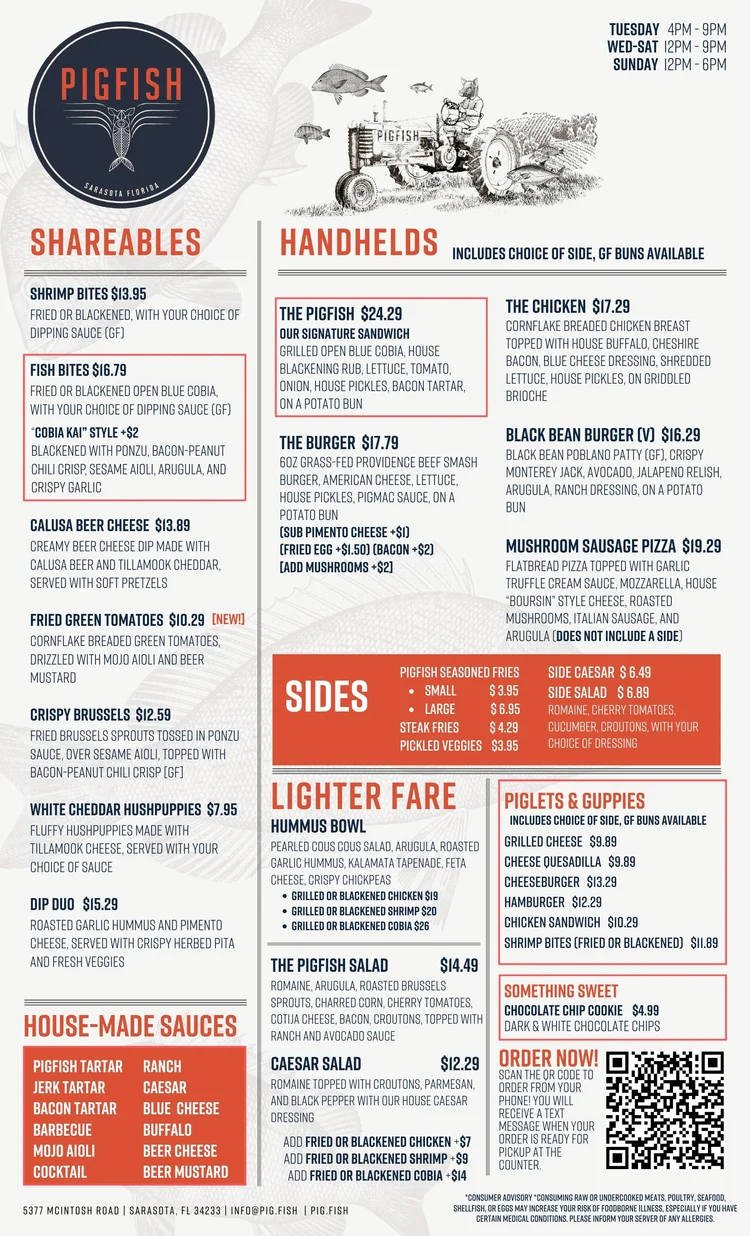 Panfish Menu PigFish Menu — PigFish - Not Your Momma's Fish Sandwich.