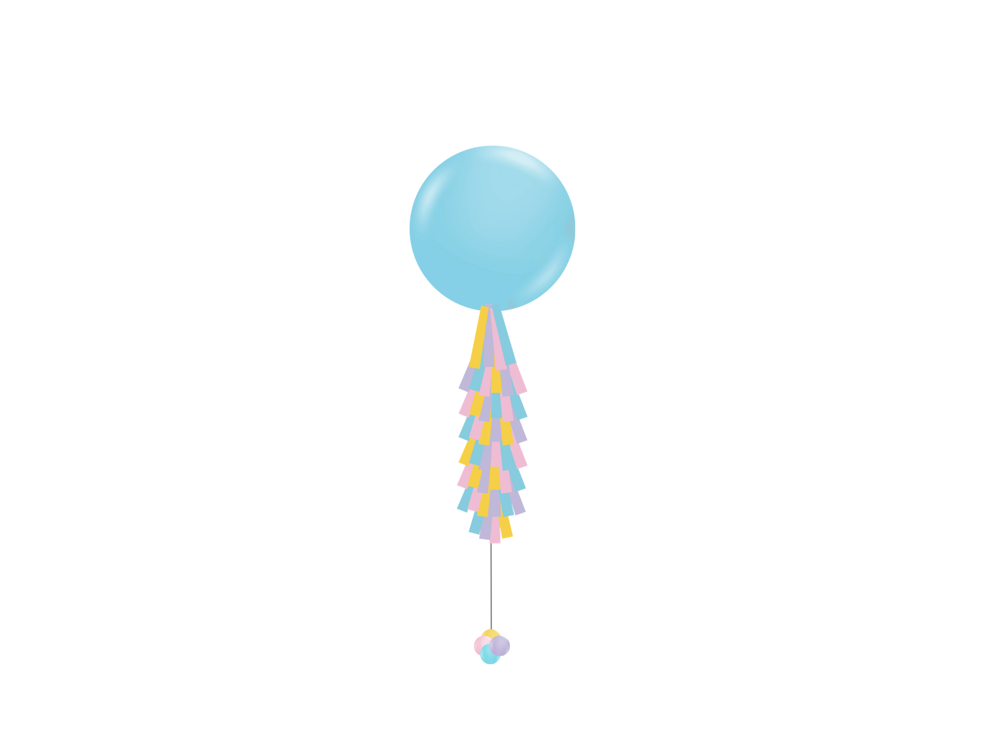2ft Helium filled balloon attached to a tassel tail and weight