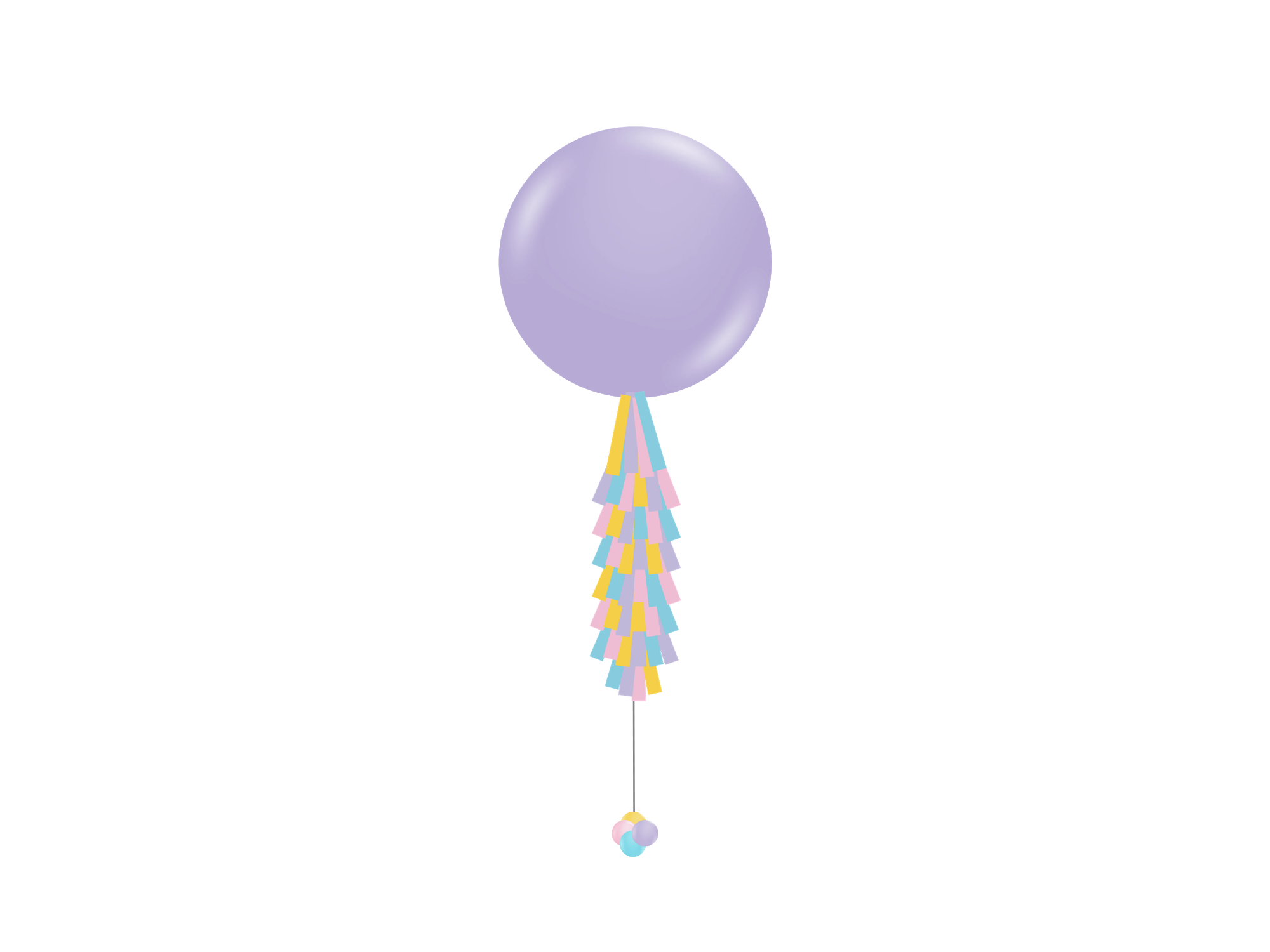 3ft helium balloon with a tassel tail and weight
