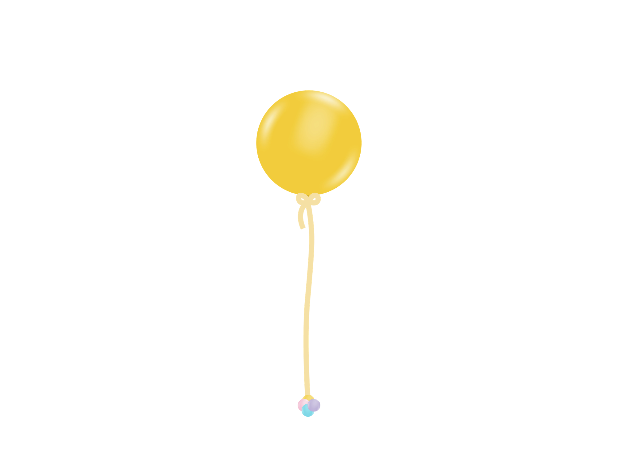 2ft helium-filled balloon attached to a fabric ribbon and weight