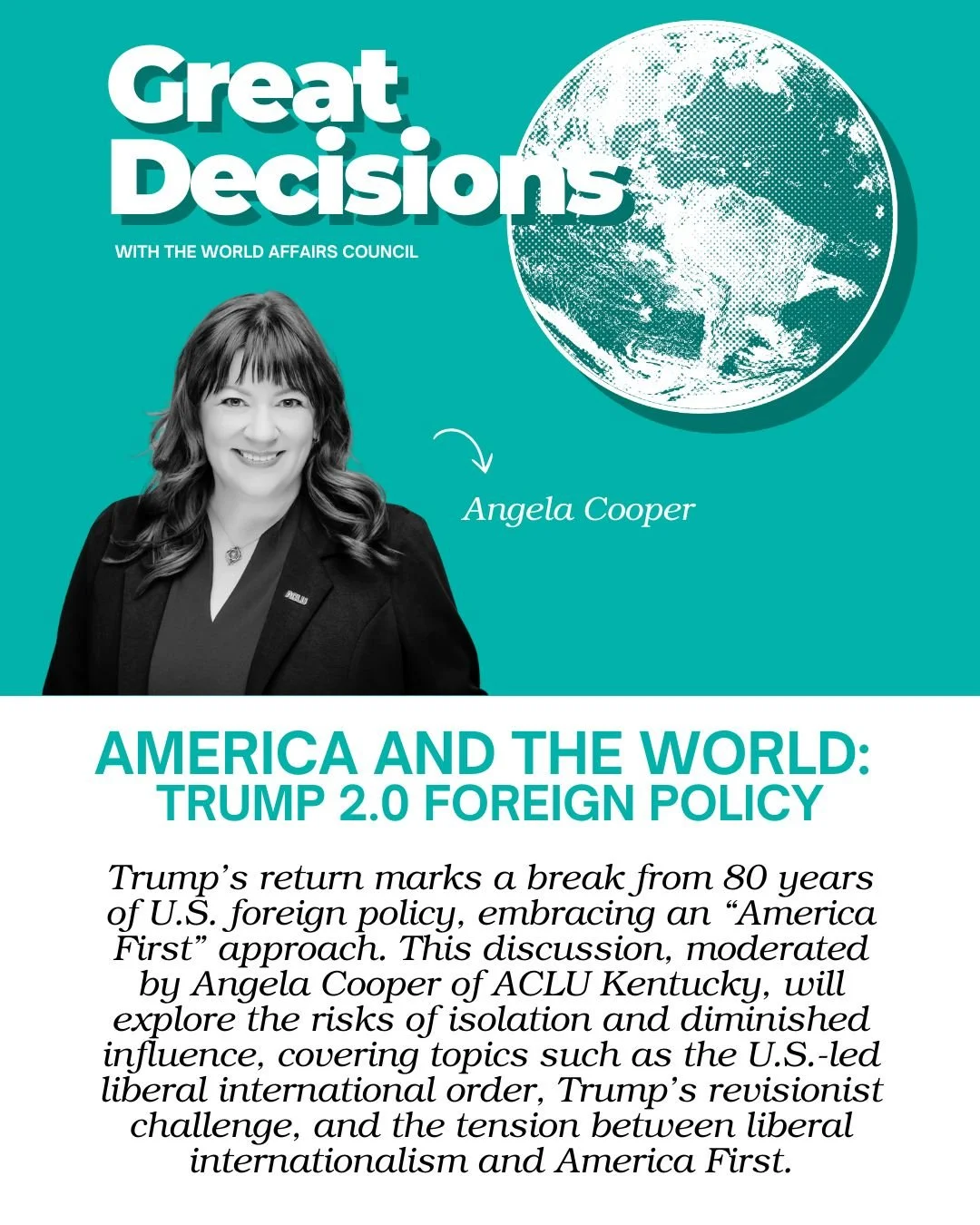 Join us for the first session of the 2026 Great Decisions tonight! 🌍 Dive into a thoughtful discussion on &ldquo;America and the World: Trump 2.0 Foreign Policy&rdquo; at Fante&rsquo;s Coffee House. Explore global issues, share your perspective, and