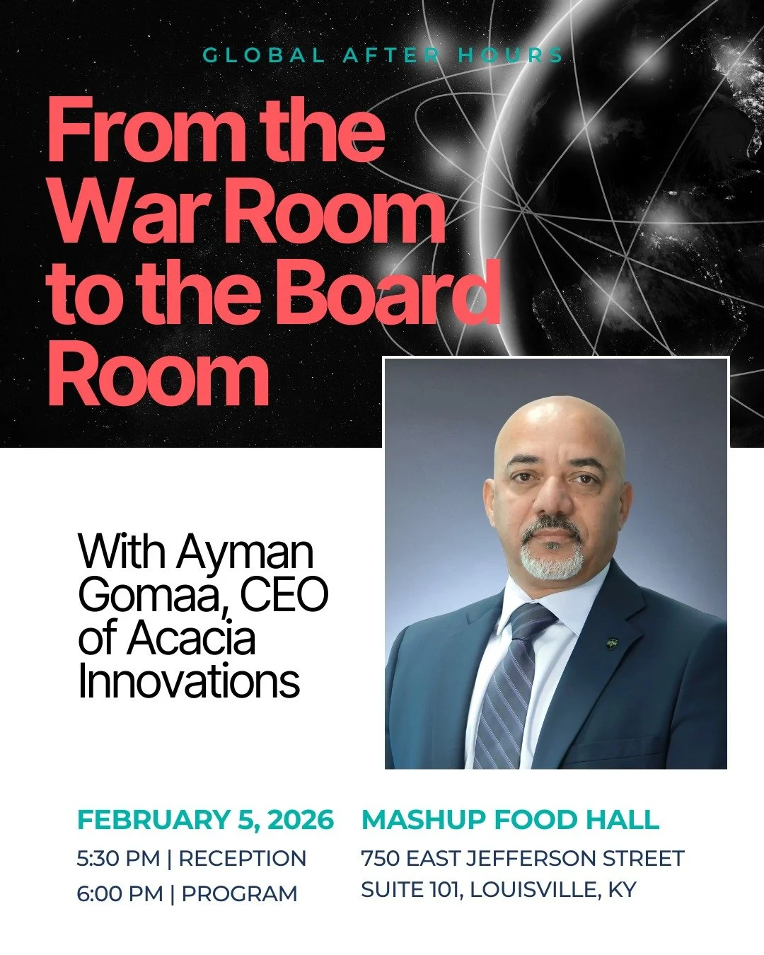 New series alert 🚨

Introducing Global After Hours&mdash;a new way to engage with global issues through conversation, connection, and community, all after work.

Join us on February 5 for From the War Room to the Board Room, featuring Ayman Gomaa, C