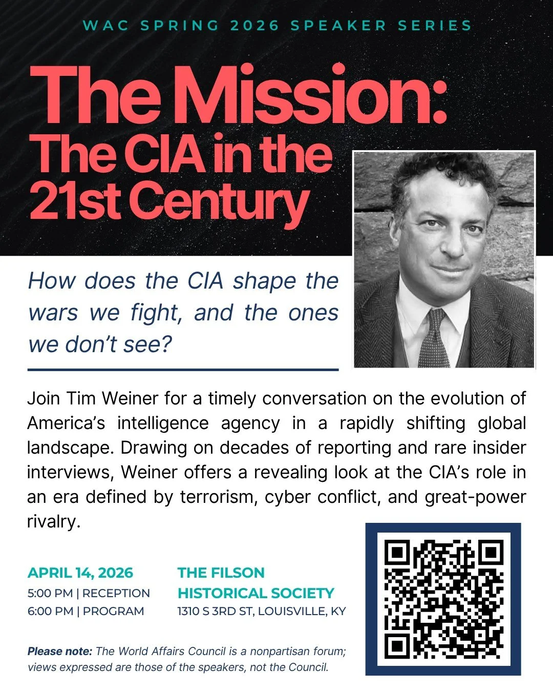 How does the CIA shape the wars we fight&mdash;and the ones we never see?

Go inside the world of U.S. intelligence with Tim Weiner, as he unpacks the agency&rsquo;s triumphs, failures, and transformation in the 21st century. Based on his latest book