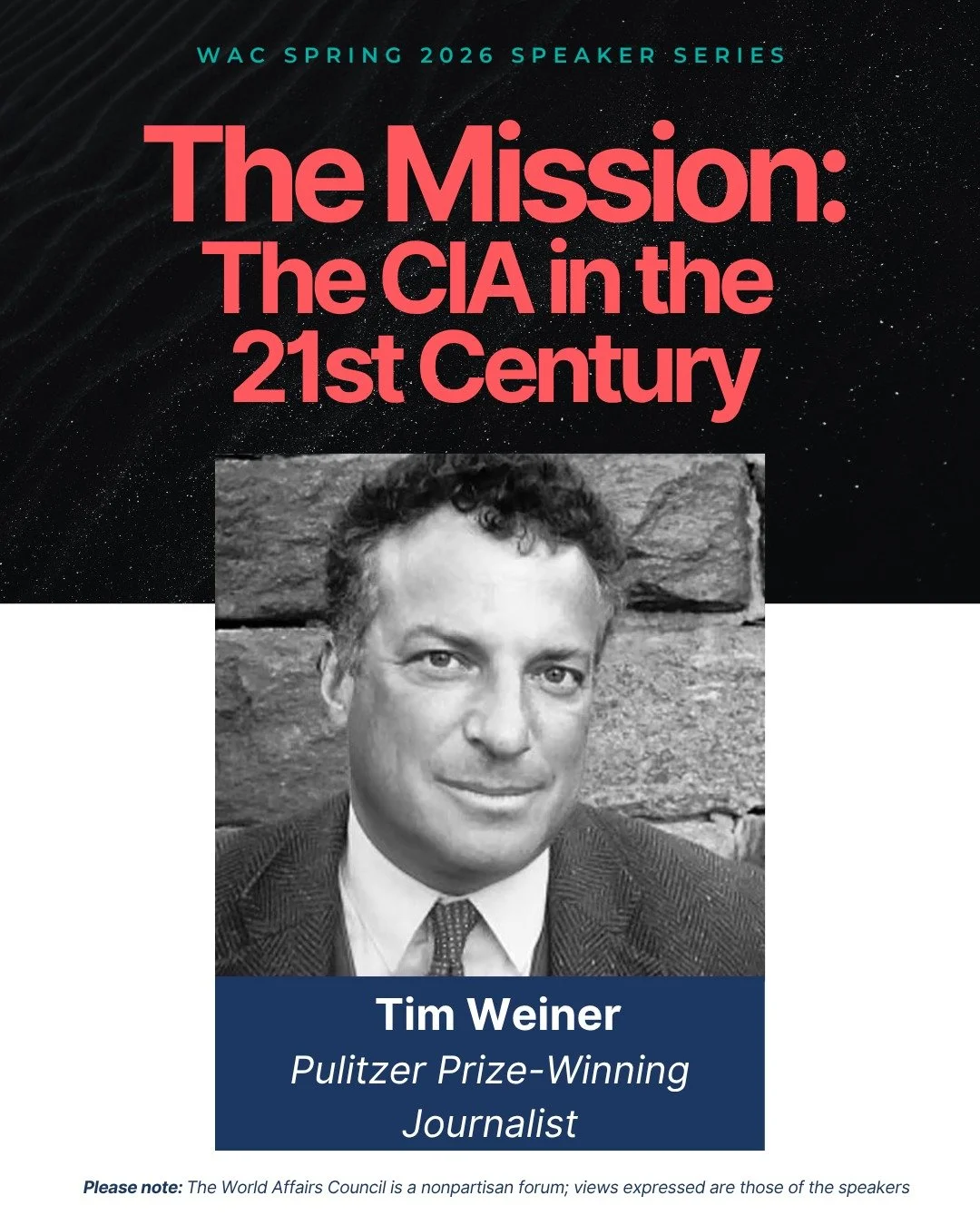 Few journalists have chronicled the CIA with the depth and rigor of Tim Weiner.

A Pulitzer Prize&ndash;winning reporter and longtime observer of the U.S. intelligence community, Weiner has spent decades uncovering the hidden forces shaping global se