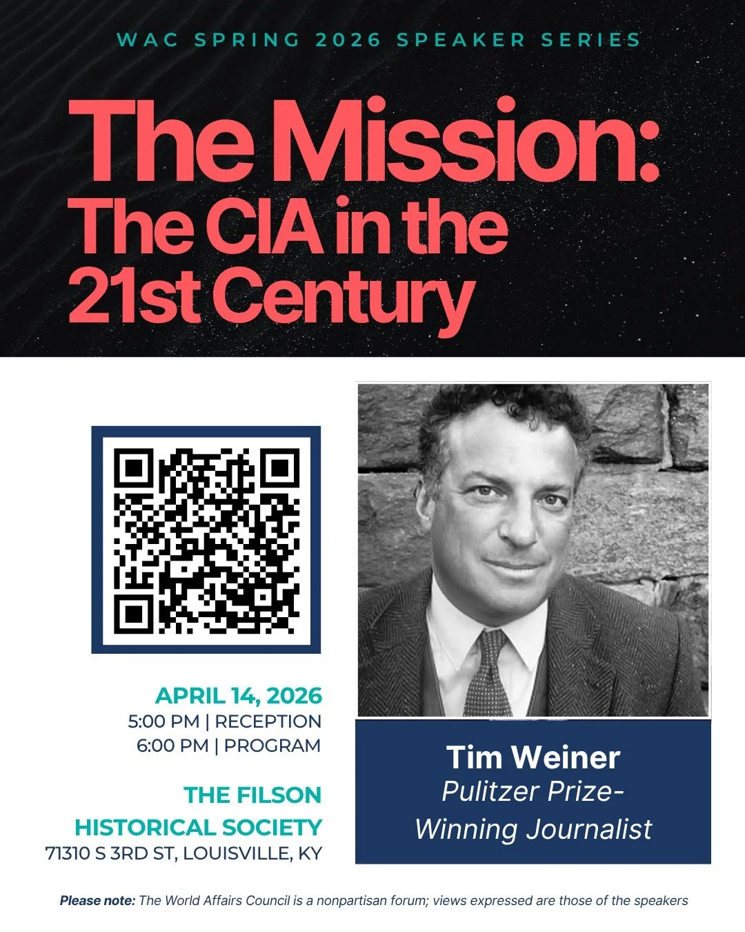 At a time of rising global tensions, understanding how intelligence shapes U.S. strategy has never been more critical.

Join Tim Weiner for a timely conversation on the evolution of the CIA in the post-9/11 world. Drawing on decades of reporting and 